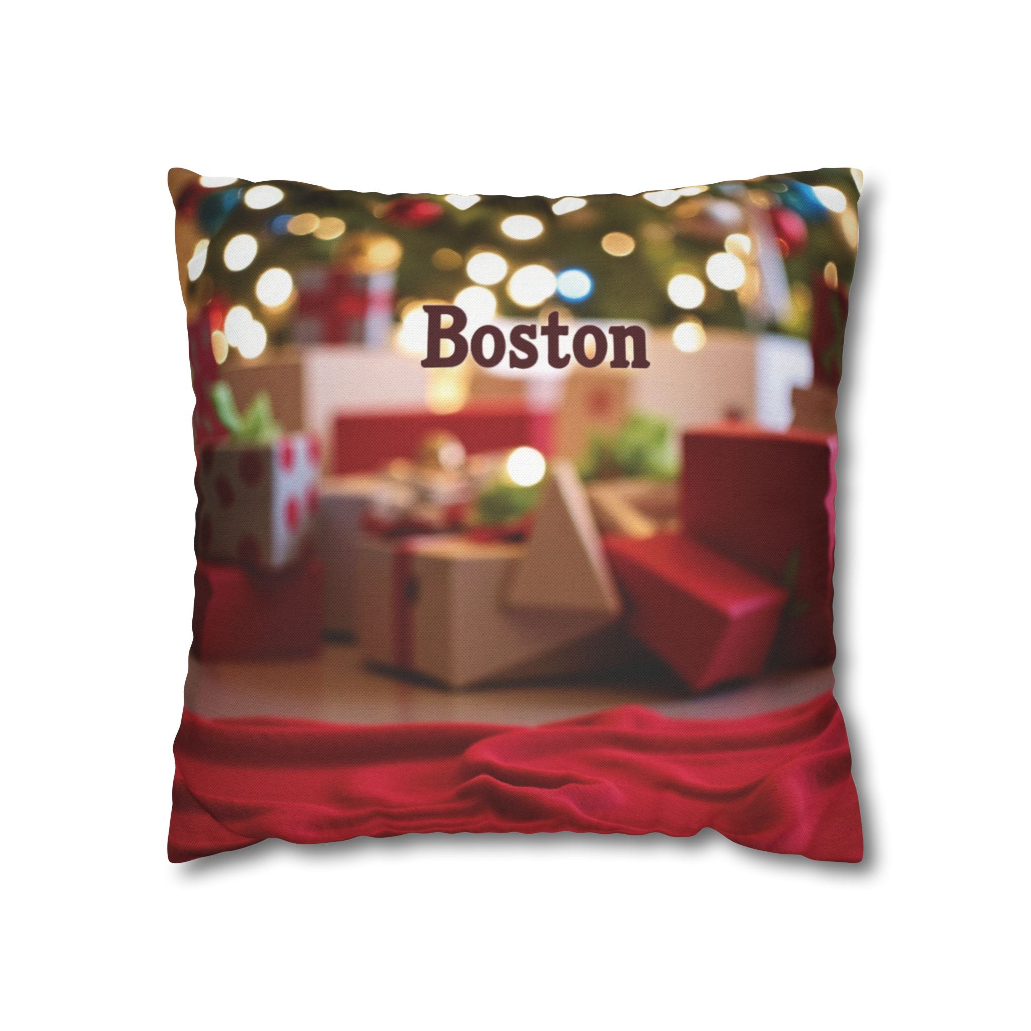 Boston Holiday Decorative Pillowcase