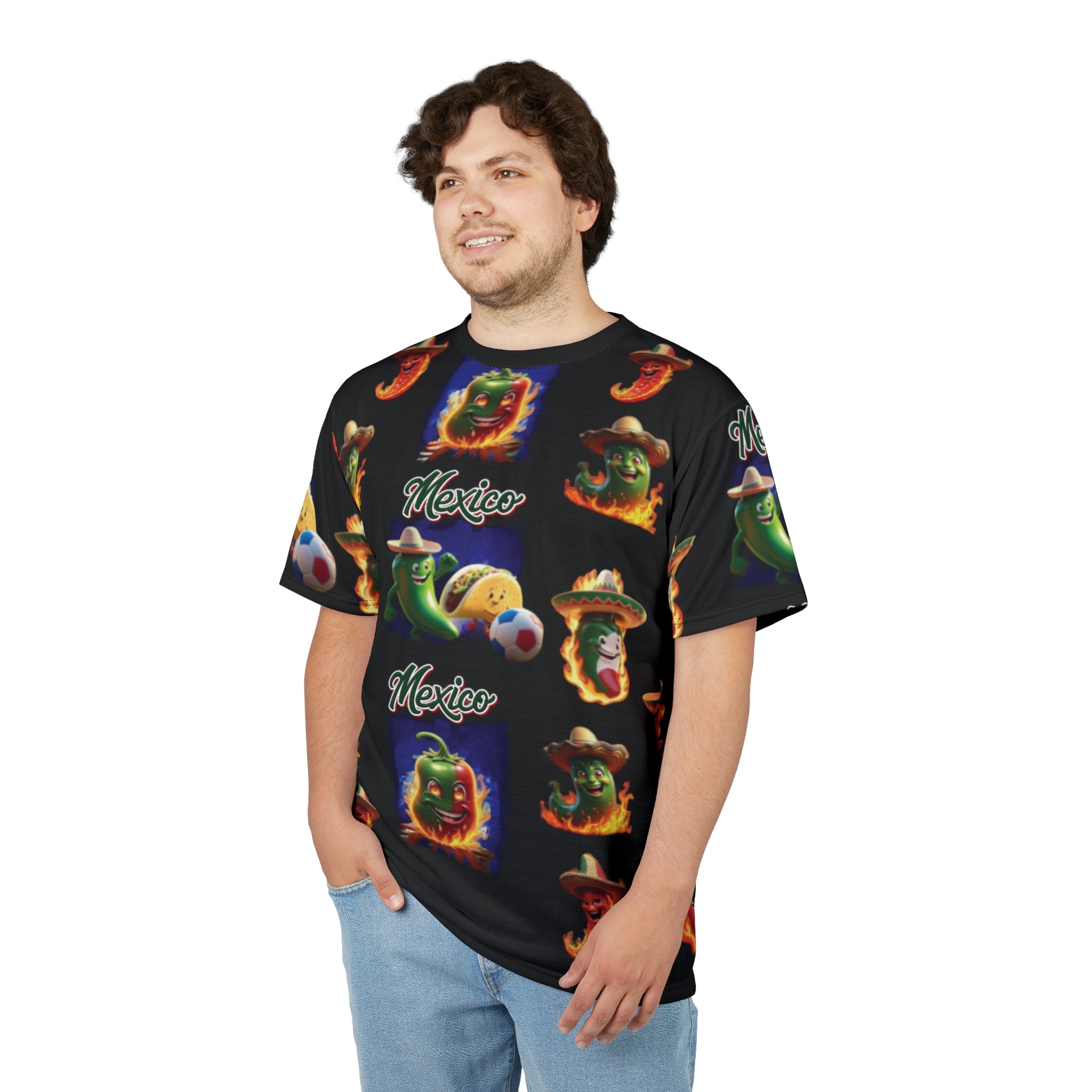 Camiseta unisex vibrante con temática mexicana para celebraciones festivas
