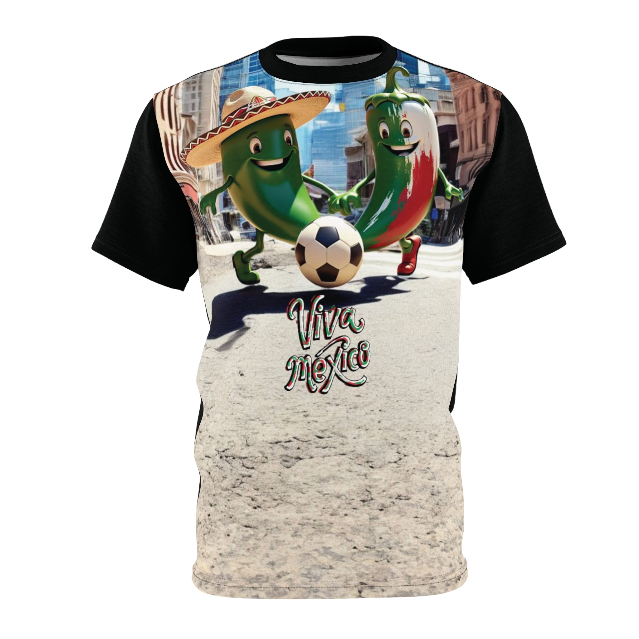 Camiseta unisex Viva México - Diseño divertido de chiles futboleros