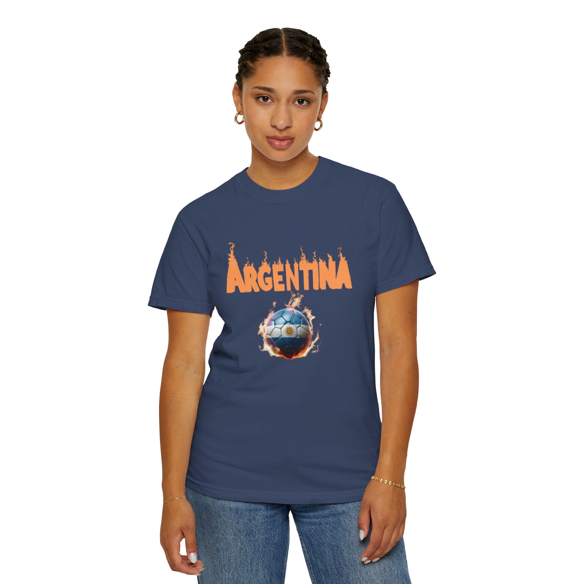 Camiseta Argentina de Fútbol Fuego - Estilo Vintage Unisex