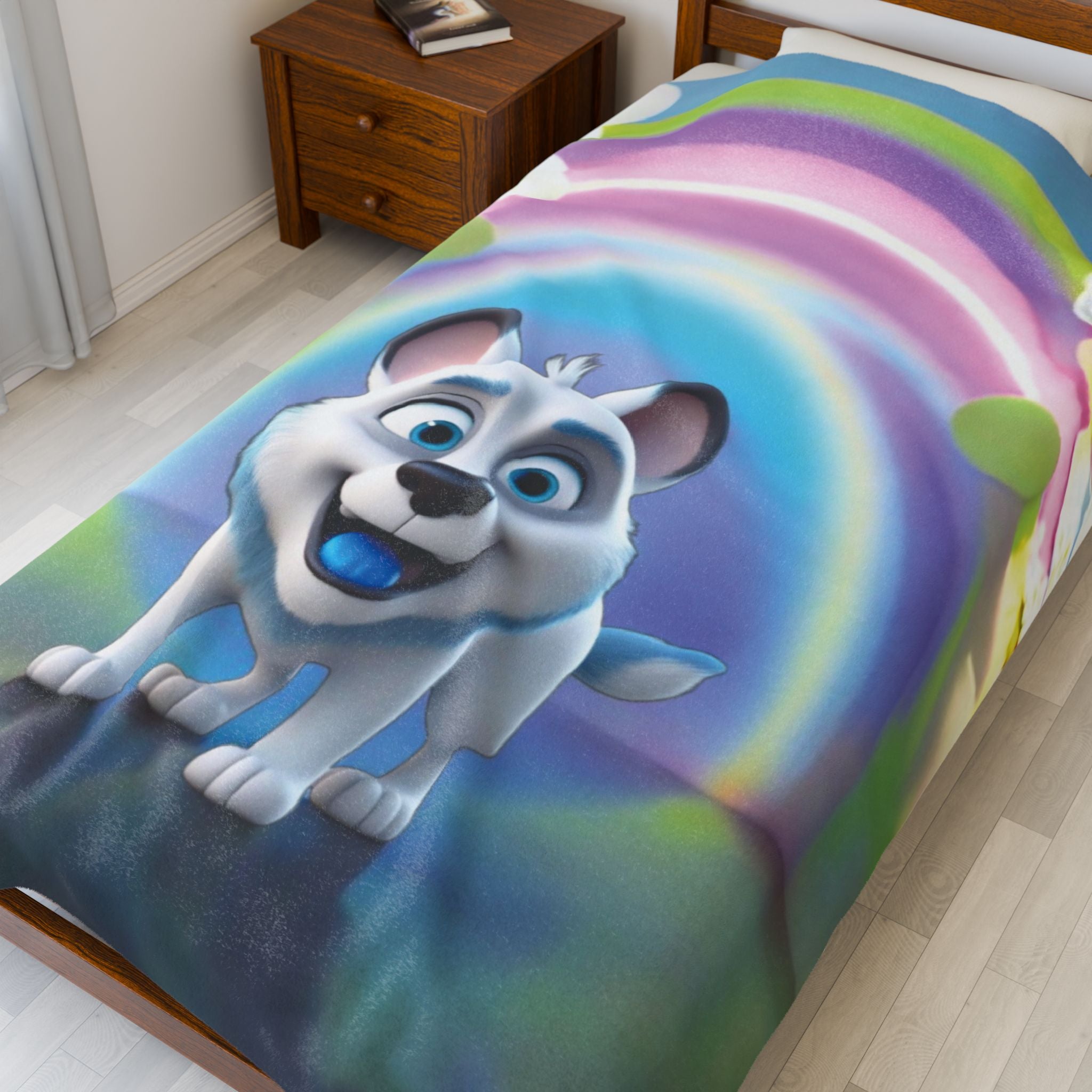 Velveteen Plush Blanket - Happy Dog Children's Throw Blanket