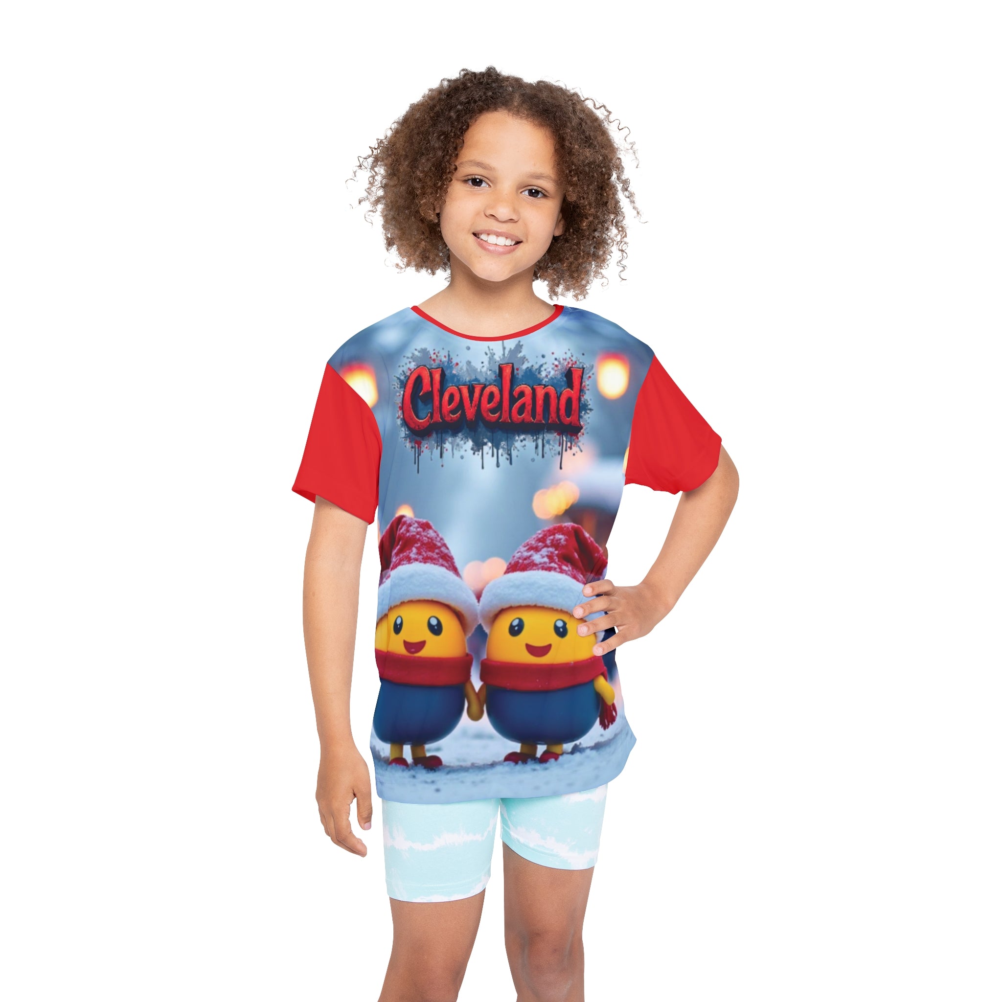 Cleveland Kids Jersey, Fun Holiday Jersey, Kids Team T-Shirt, Unique AOP Shirt, Perfect for Christmas, Gift