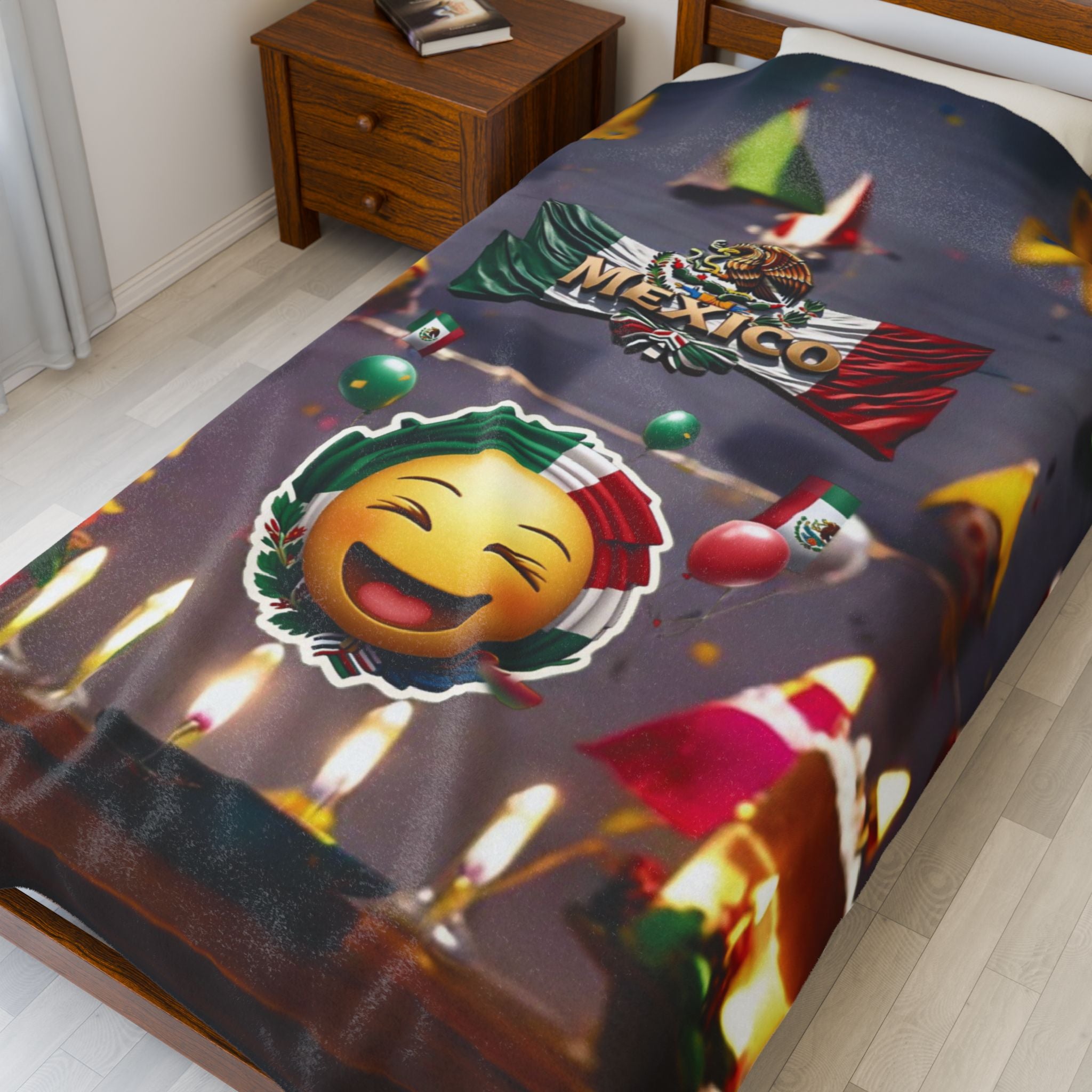 Manta de terciopelo con temática mexicana: diseño festivo para reuniones y festividades acogedoras
