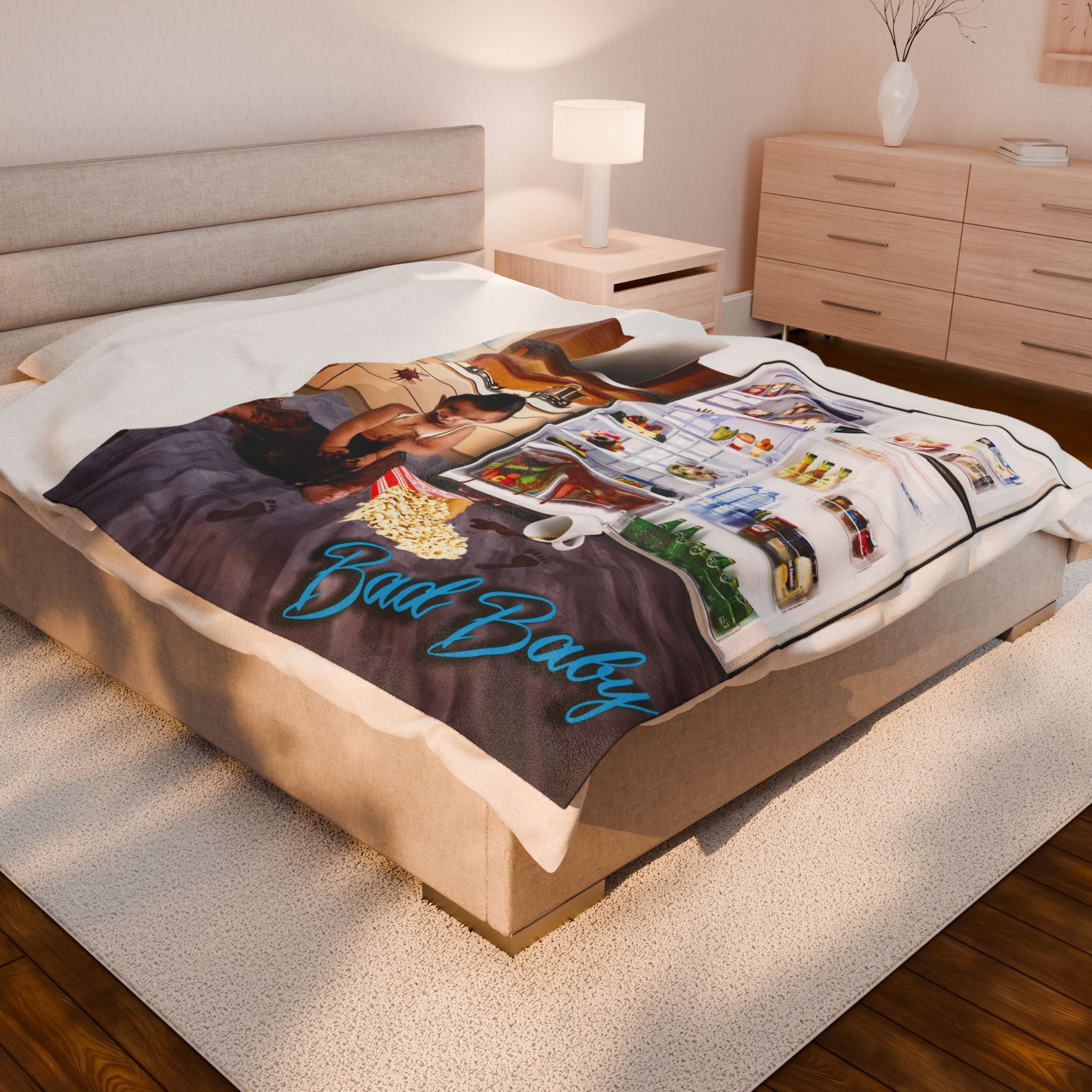 Velvet Plush Blanket - Funny Baby Mischief Design,  Bad baby brand