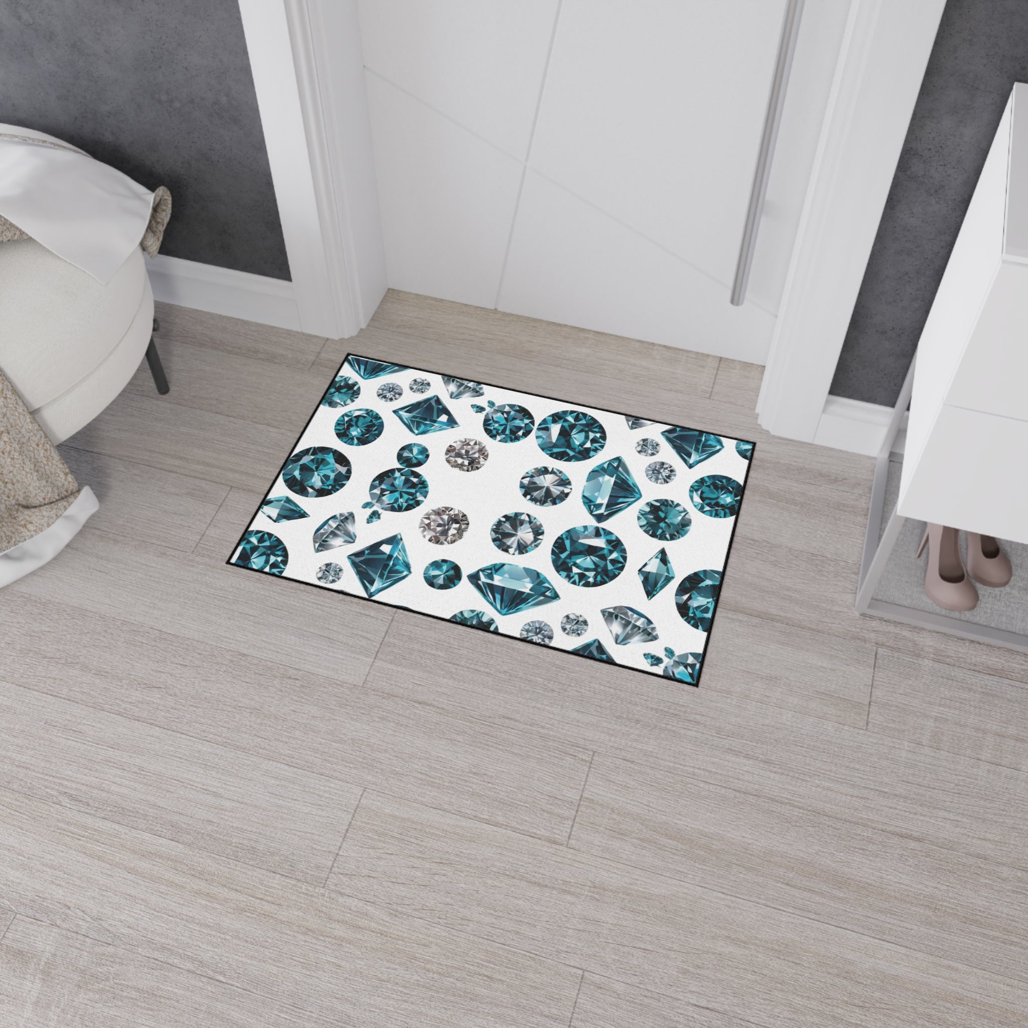 Floor Mat - Beautiful Diamond Design - White Background - Gift Giving Idea