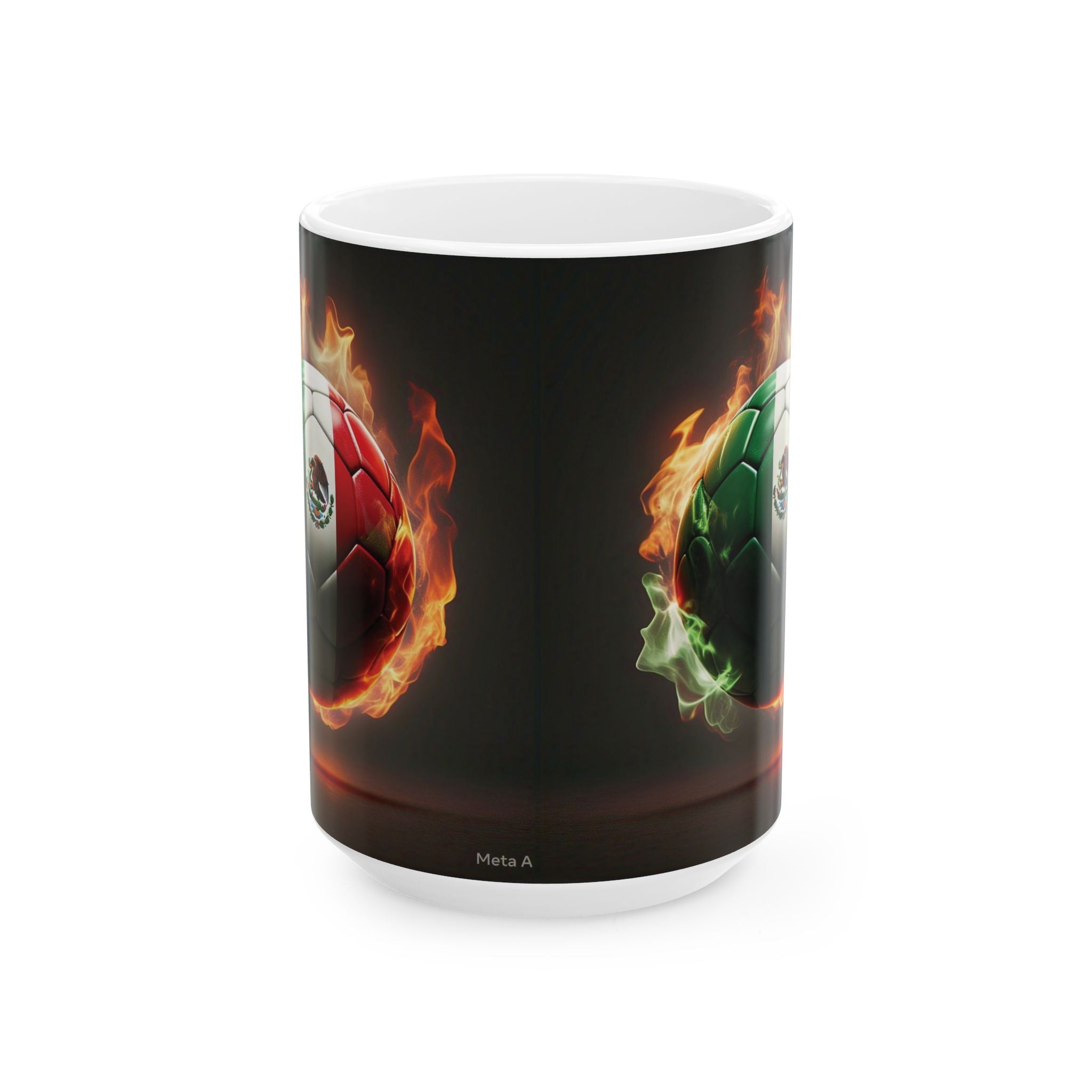 Taza de fútbol - Taza de cerámica con balón de fútbol y bandera mexicana (11oz, 15oz)
