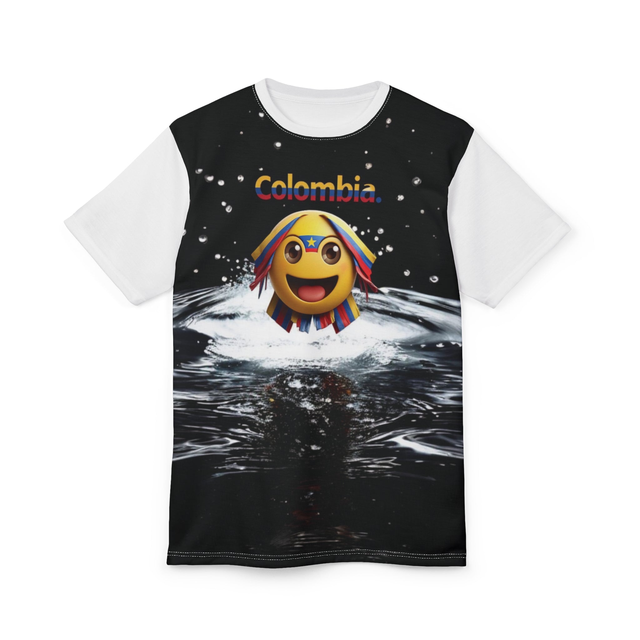 Camiseta unisex con emojis de Colombia: corte y costura - Divertida camiseta de verano