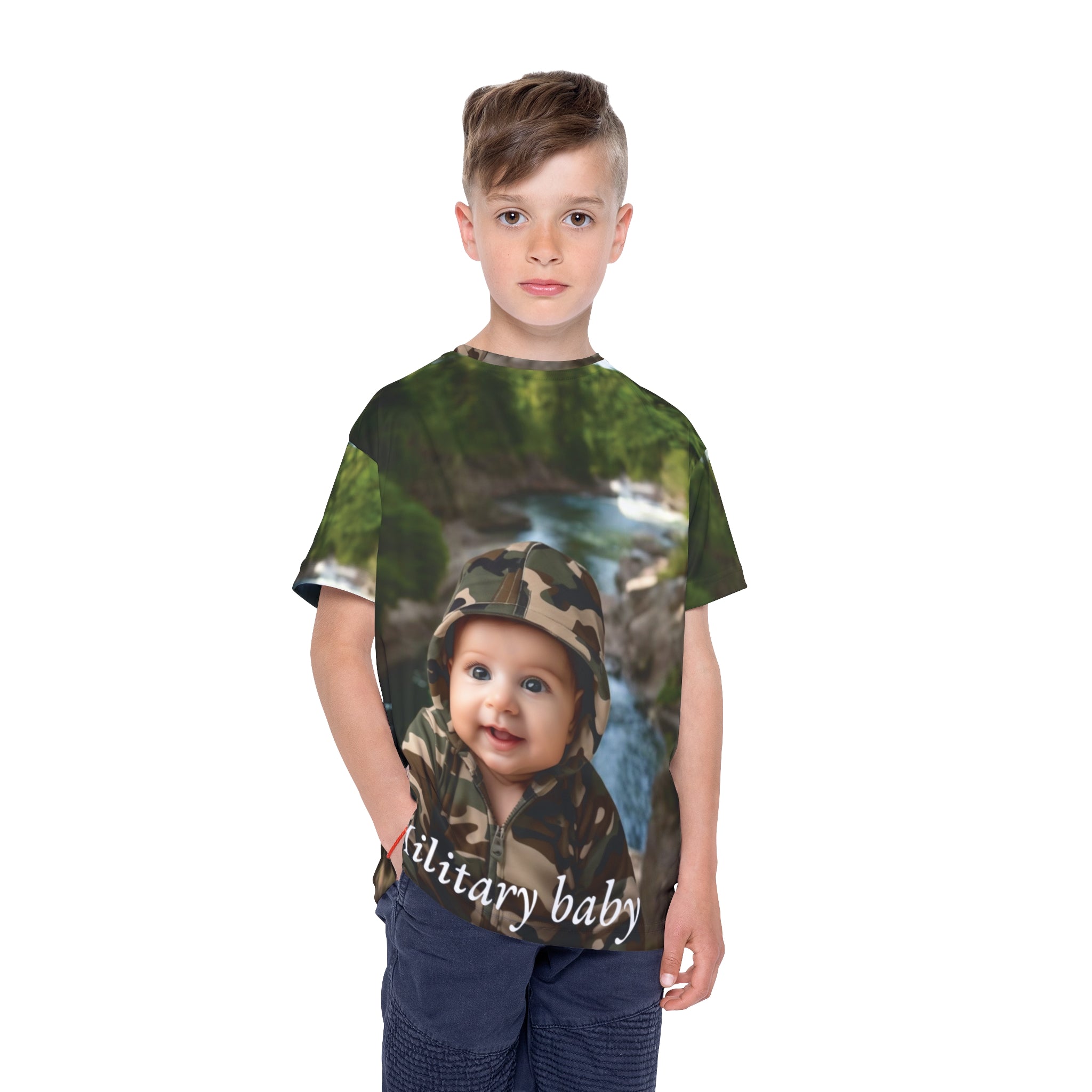 beutiful  Military T-Shirt for Children honring dad or mom