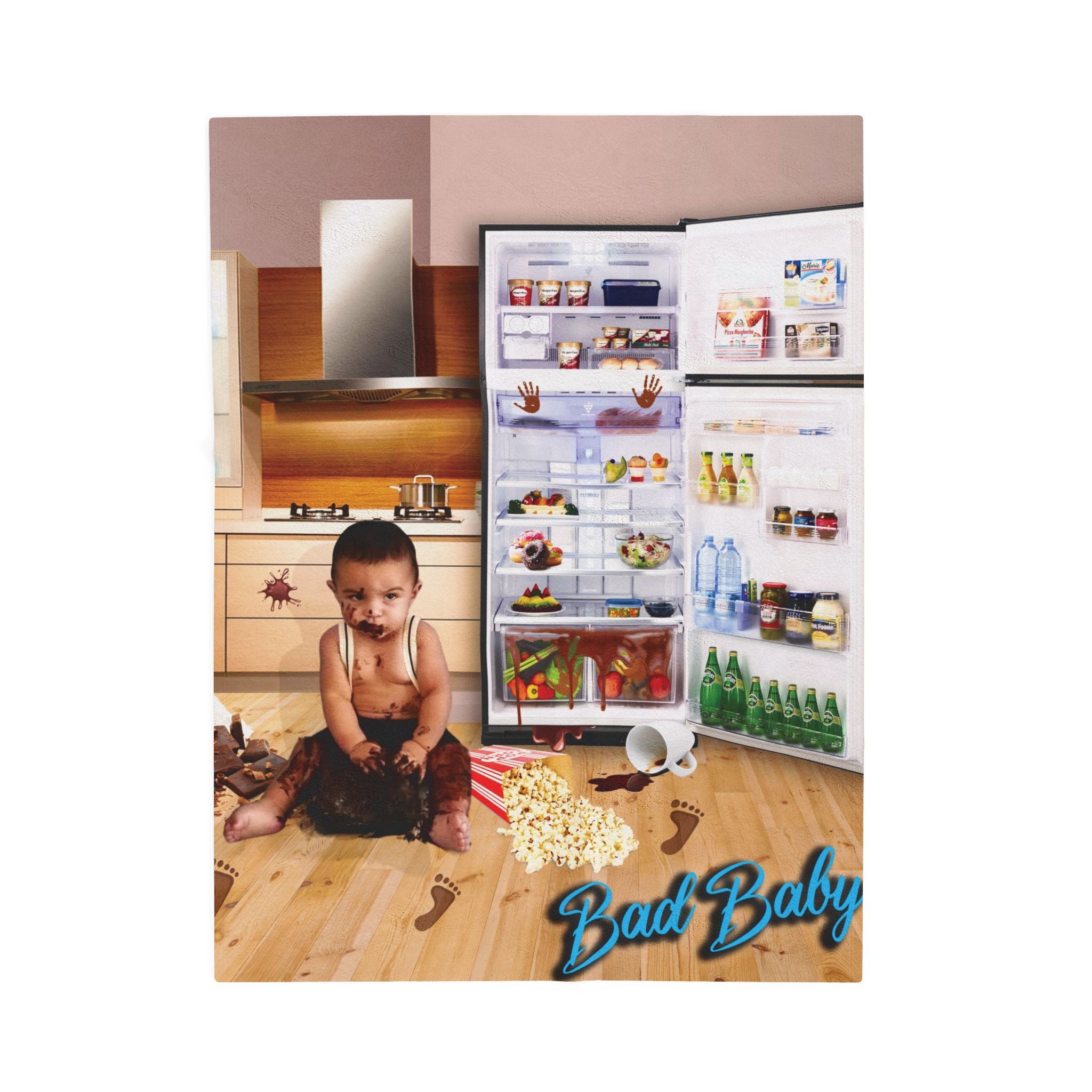 Velvet Plush Blanket - Funny Baby Mischief Design. Bad baby brand