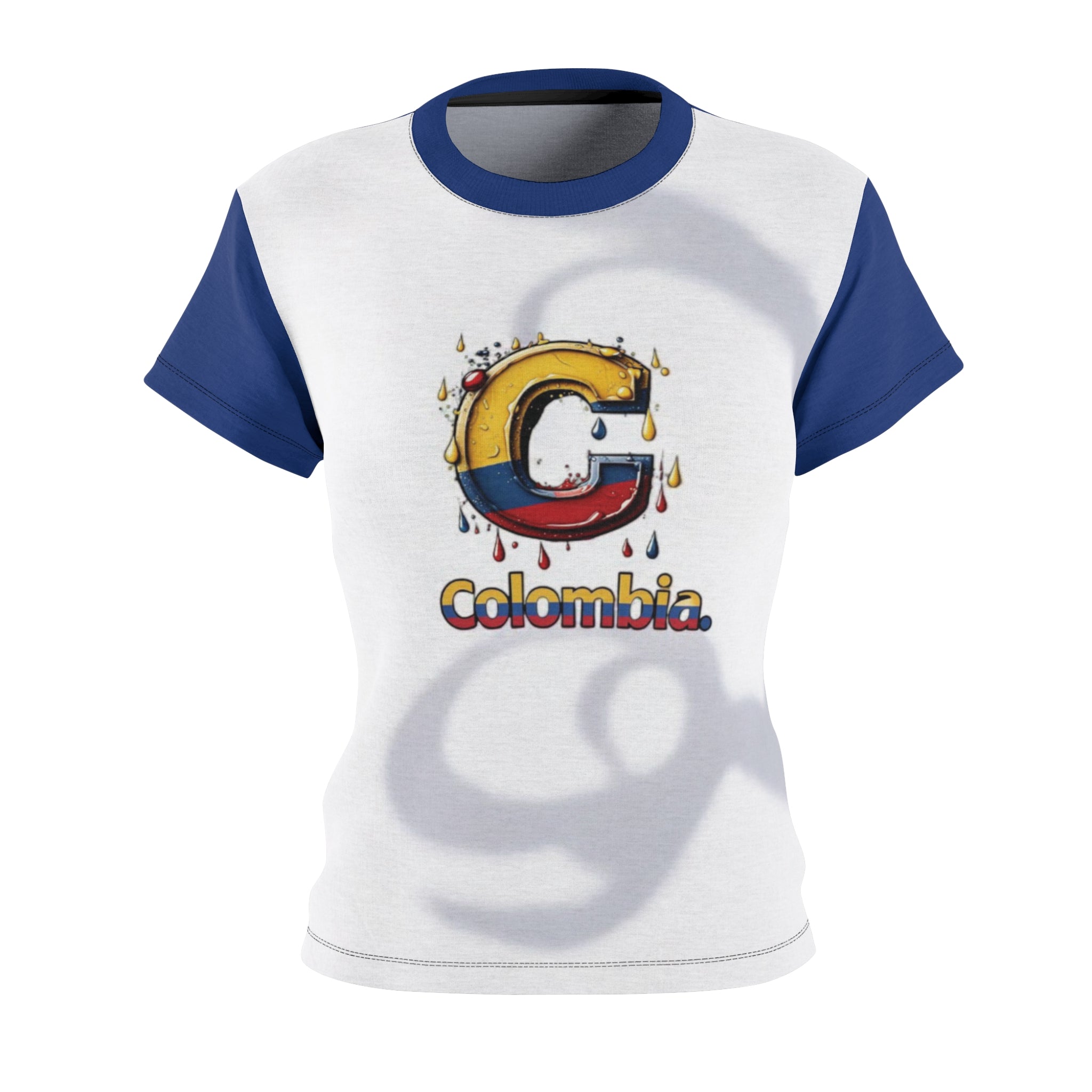Camiseta con gráfico de Colombia para mujer, con corte y costura: estilo cultural vibrante
