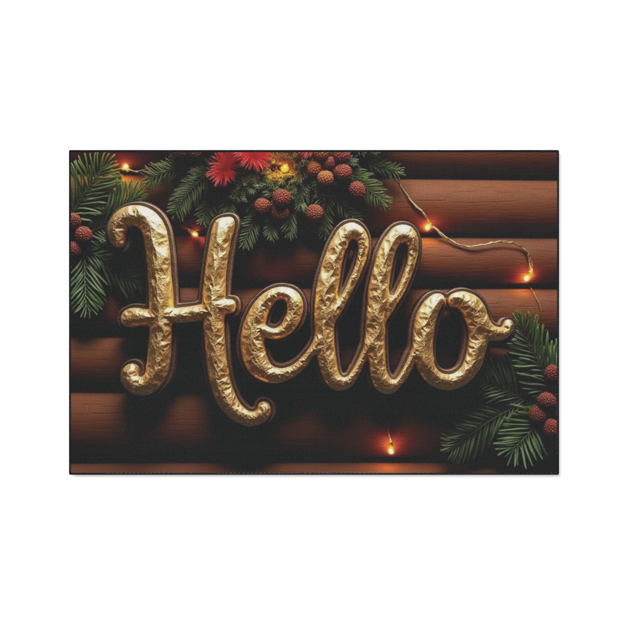 Festive Welcome Floor Mat with 'Hello' Design
