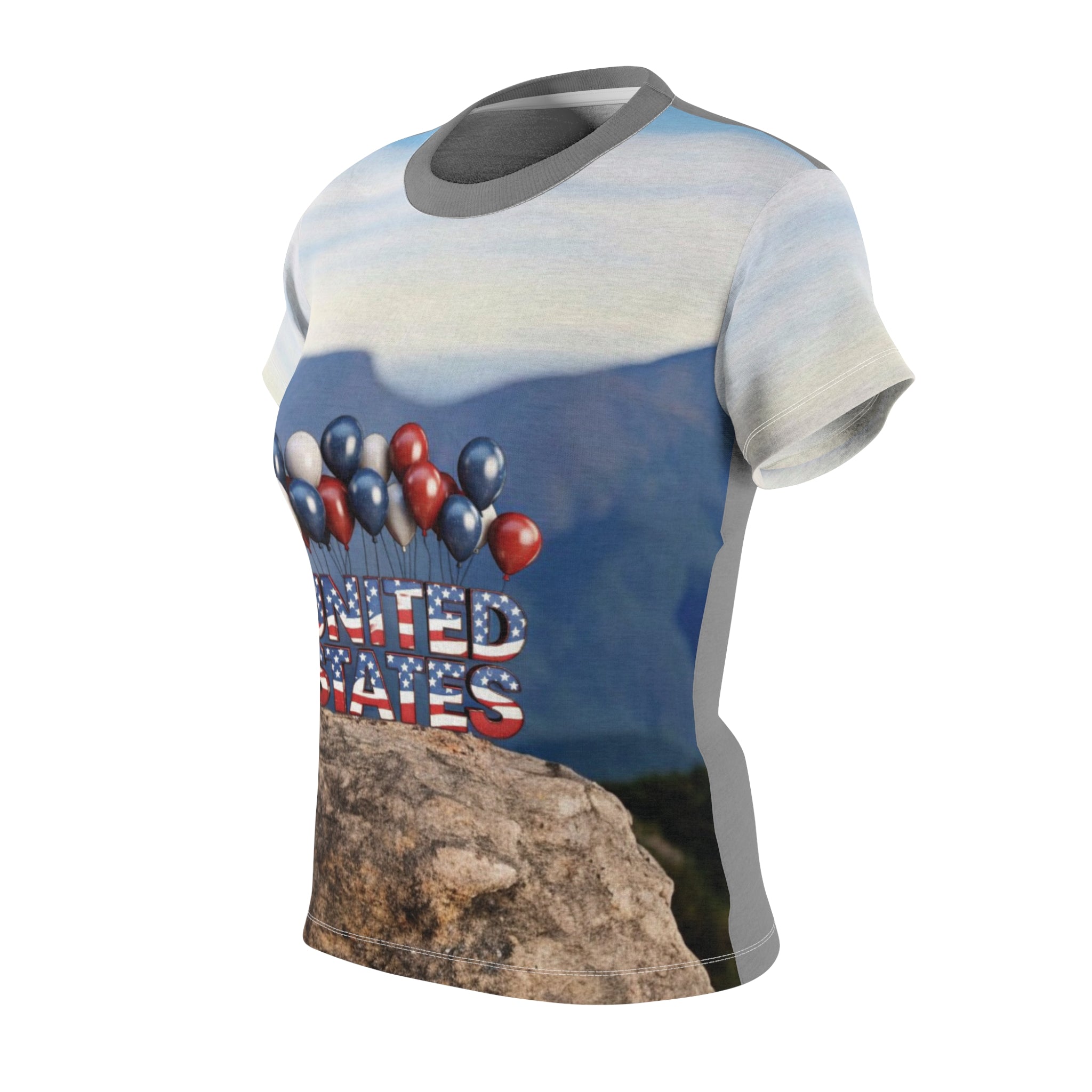 Patriotic Women's Cut & Sew Tee with USA Balloons