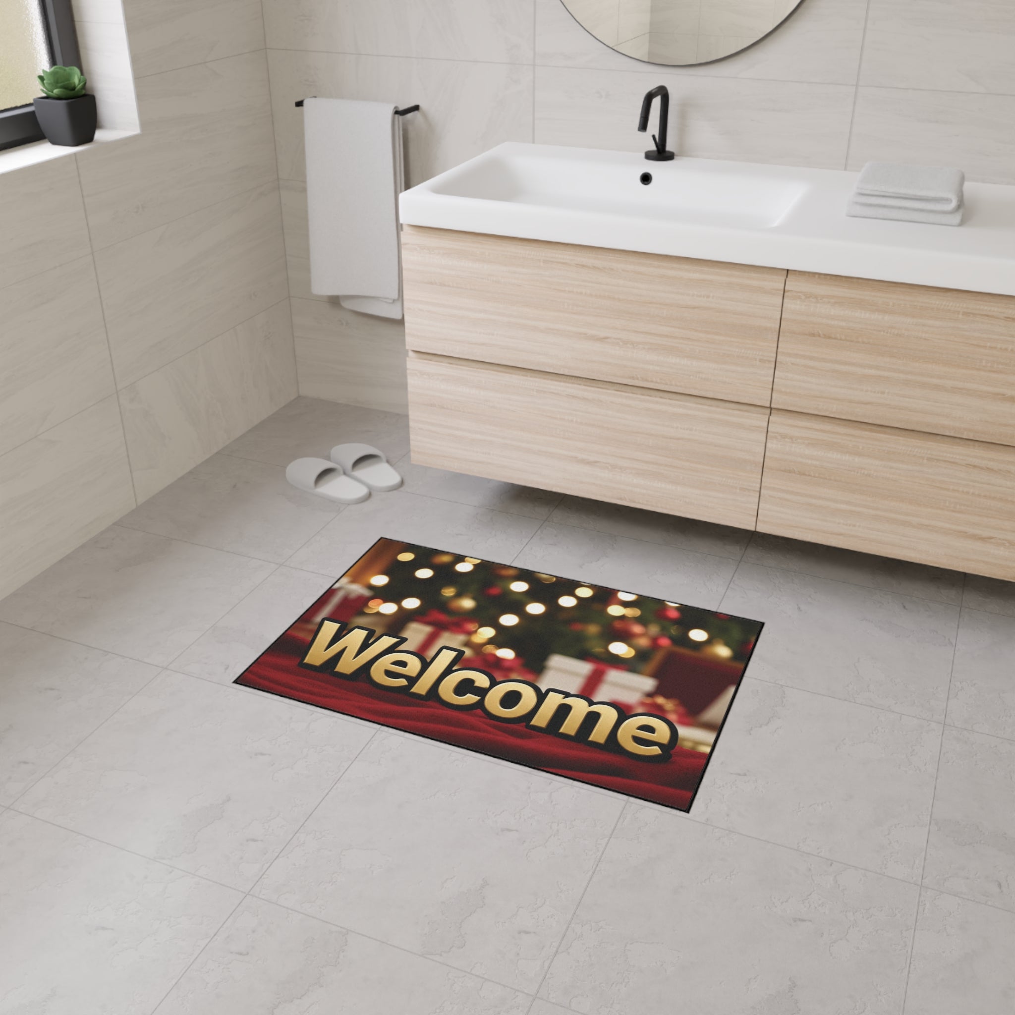 Festive Welcome Floor Mat | Heavy Duty Holiday Door Mat, Indoor/Outdoor Rug, Christmas Decor, Front Porch Mat, Easy Clean Welcome Mat