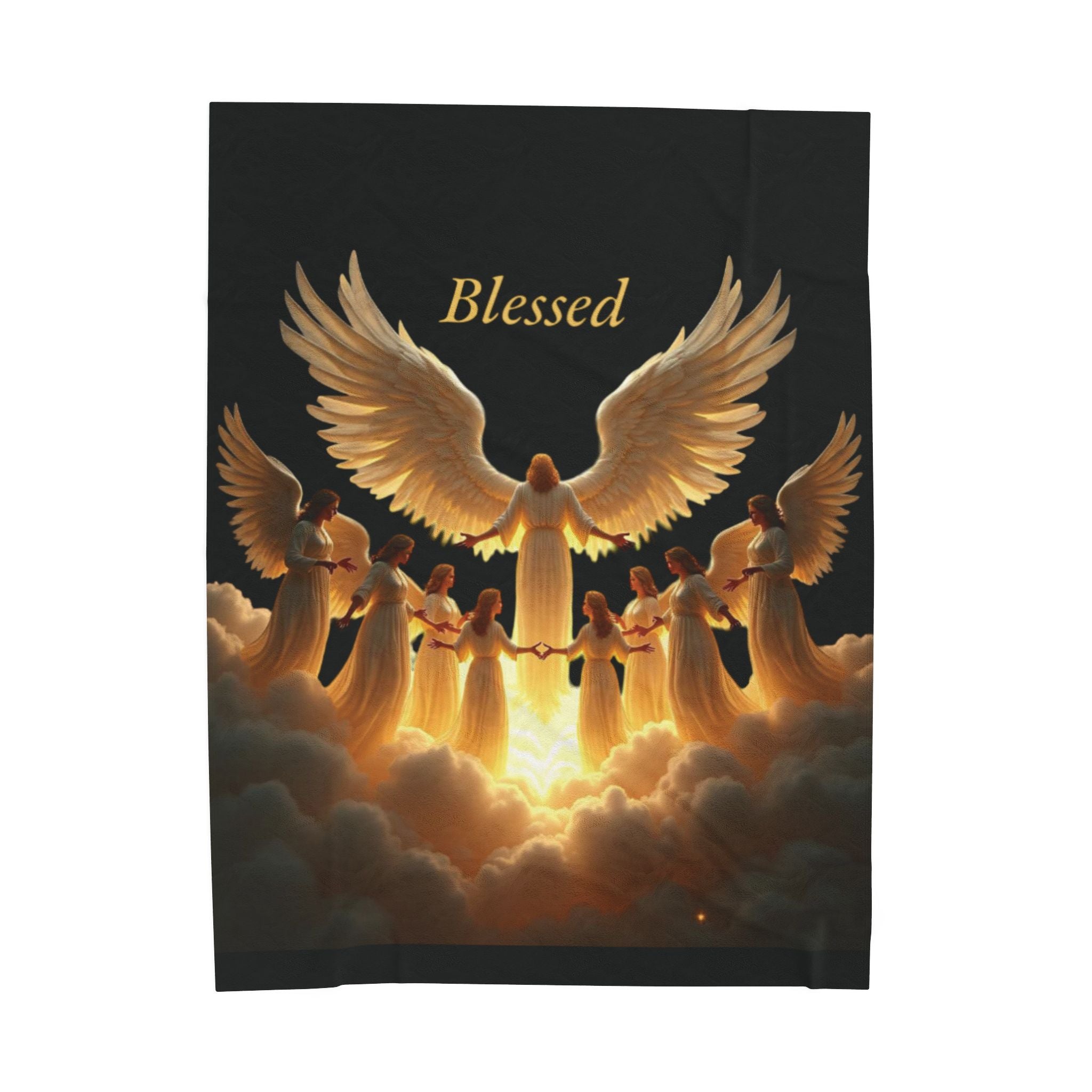 Blessed Angels Velveteen Plush Blanket - Cozy Comfort for Spiritual Moments