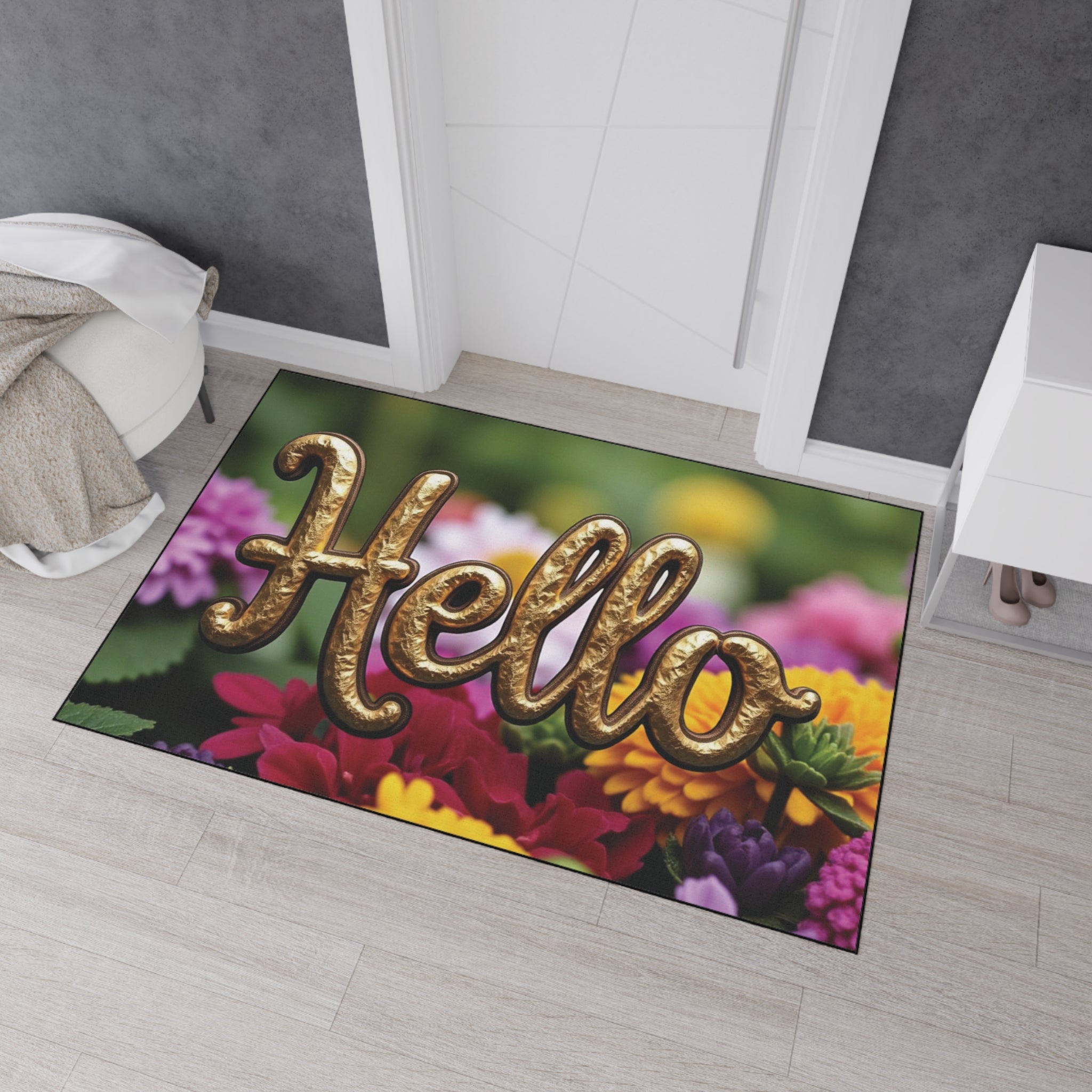 Hello Floral Welcome Mat