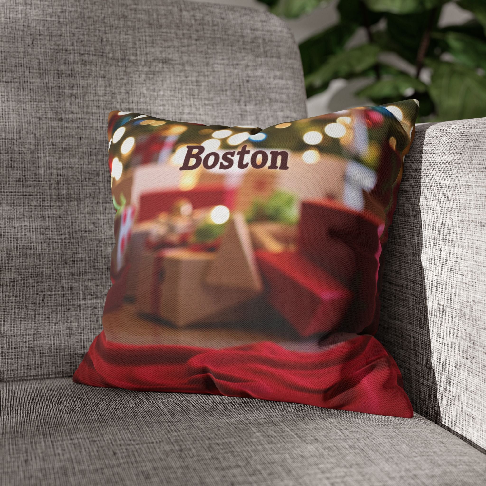 Boston Holiday Decorative Pillowcase