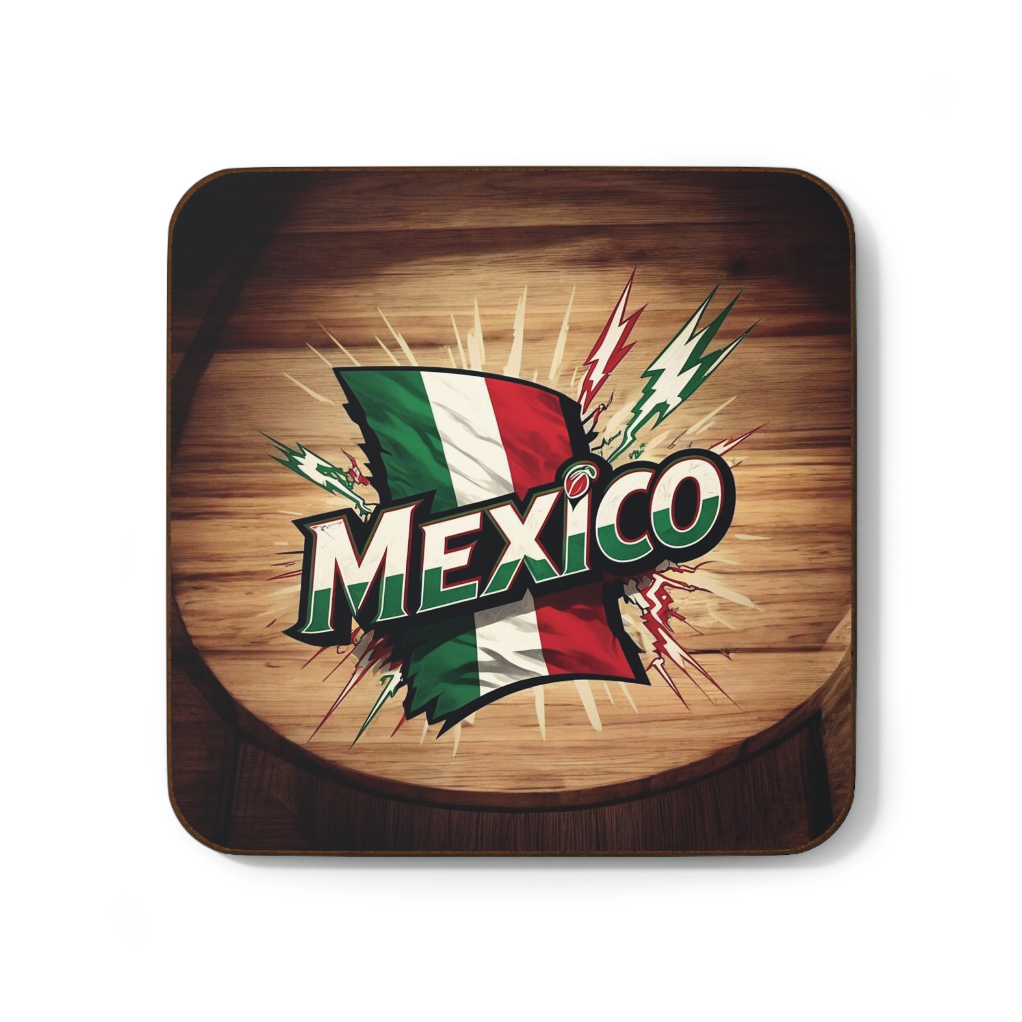 Posavasos de madera dura con la bandera mexicana: celebra la cultura en casa