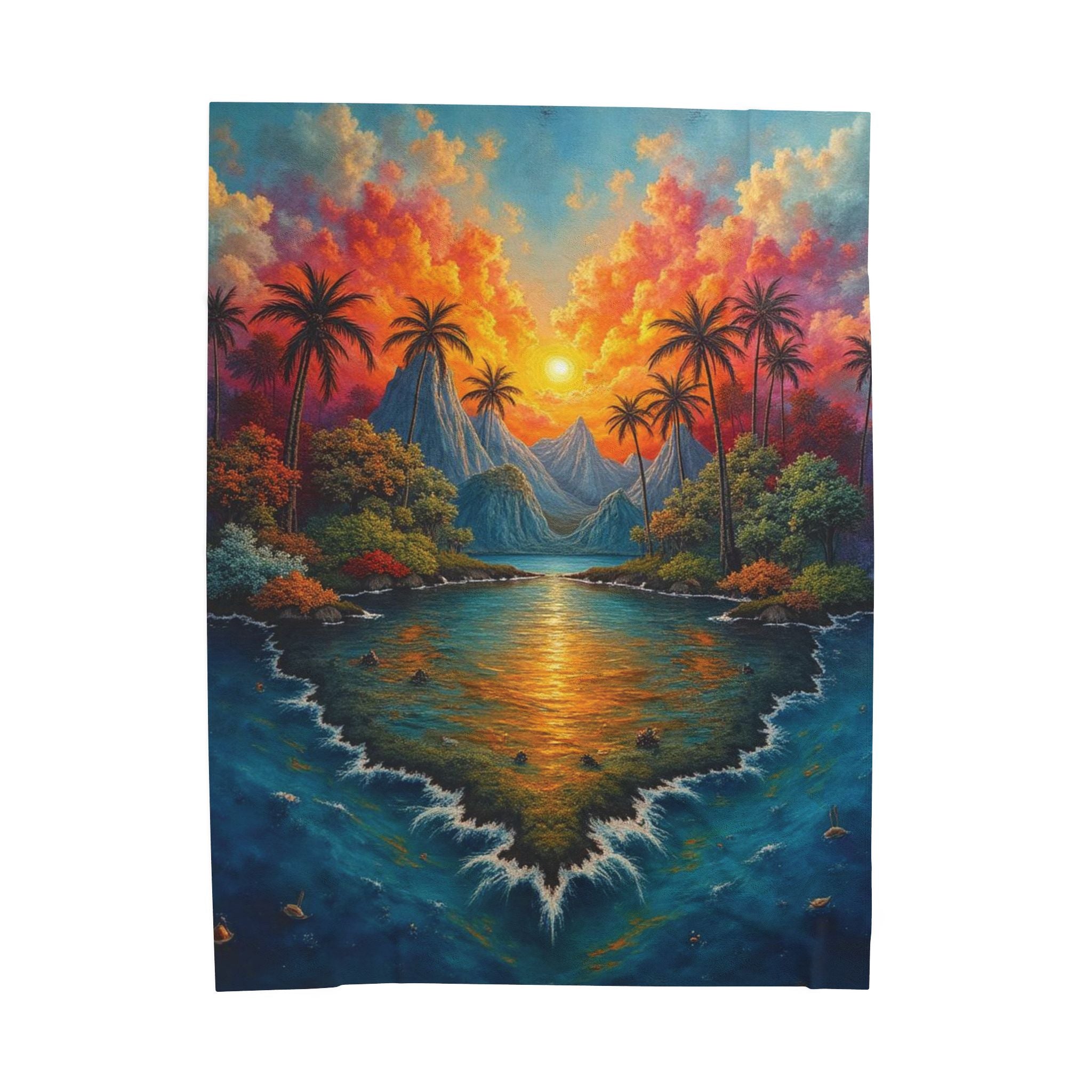 Tropical Sunset Velveteen Plush Blanket - Cozy Comfort for Home Decor