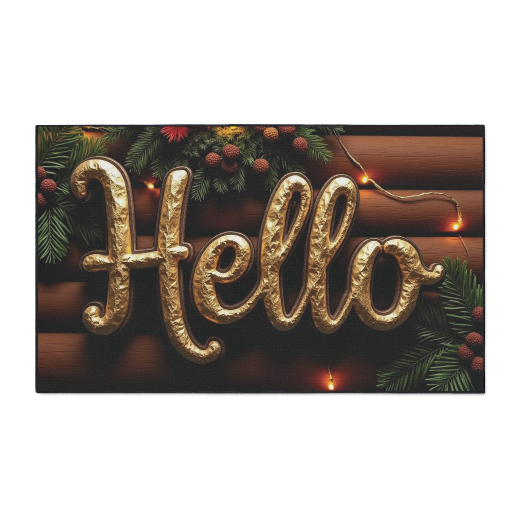 Festive Welcome Floor Mat with 'Hello' Design