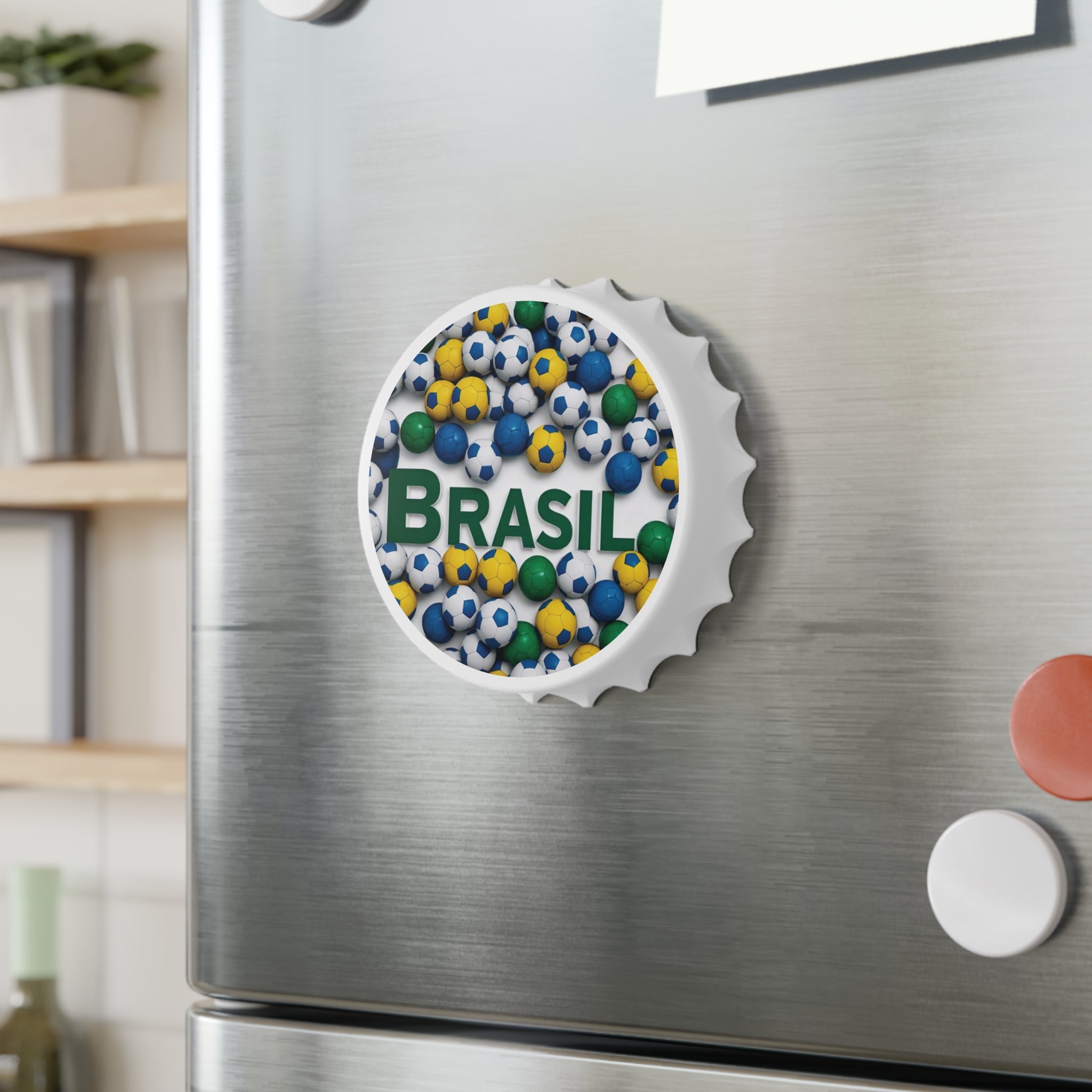 Brazilian soccer themed bottle opener - perfect for sports parties!