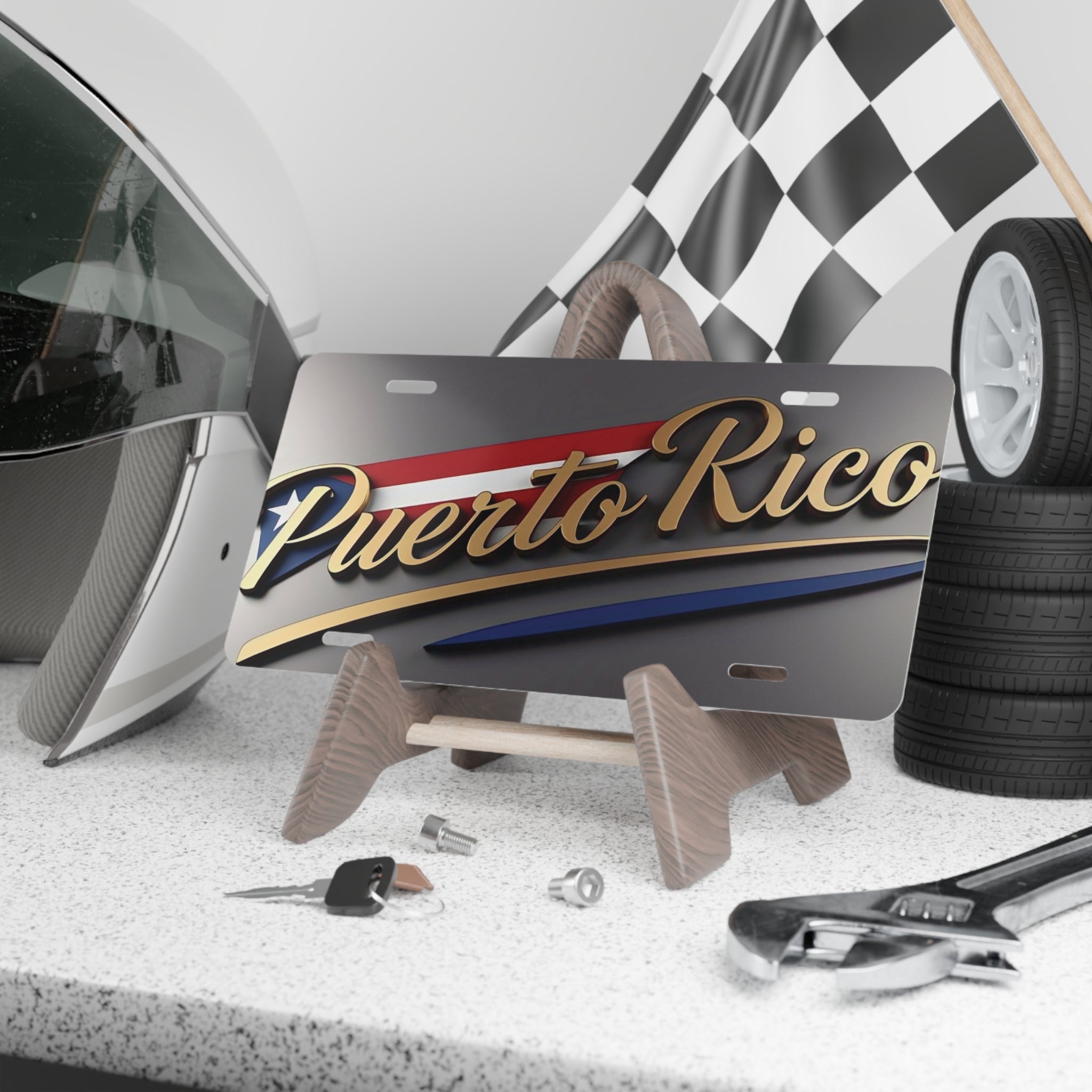 Placa de Vanidad de Puerto Rico - Decoración Personalizada para Auto