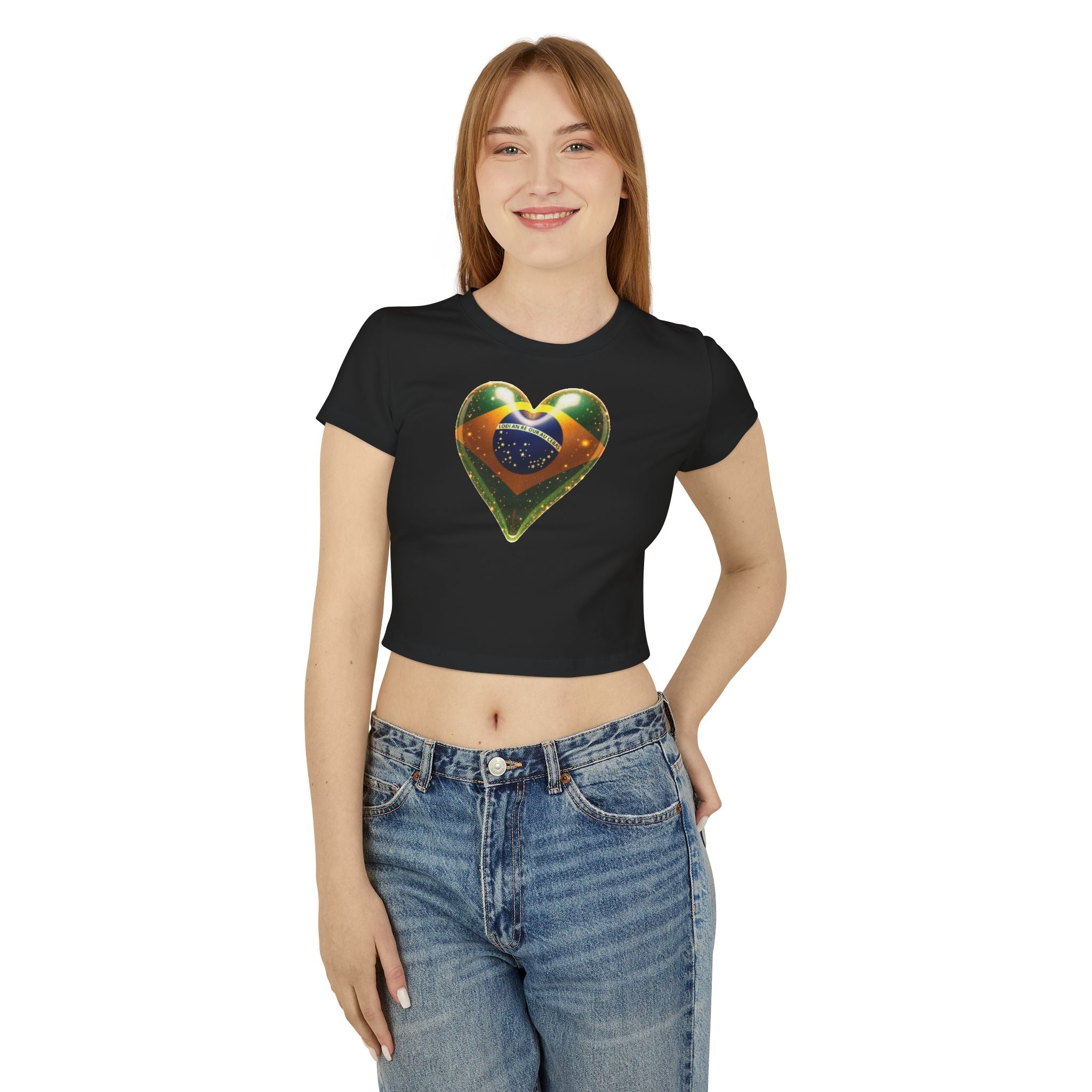 Camiseta feminina com estampa de coração brasileiro para bebês - Camiseta estampada fofa para comemorações