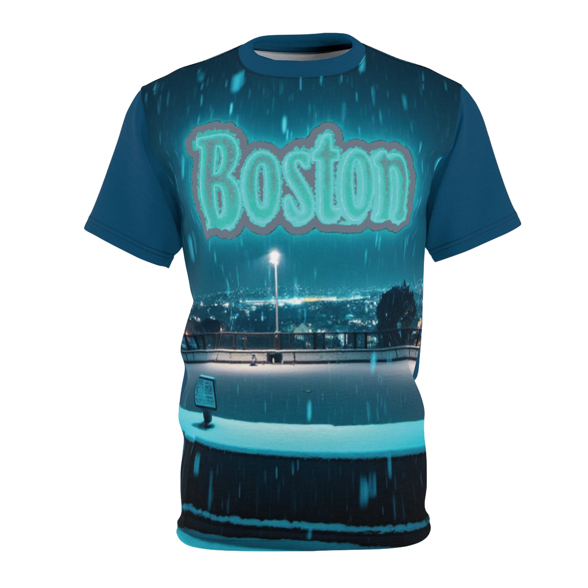Boston Nightscape Unisex Tee, Urban Style Shirt, Cityscape Graphic Tee, Unique Boston Souvenir, Casual Streetwear