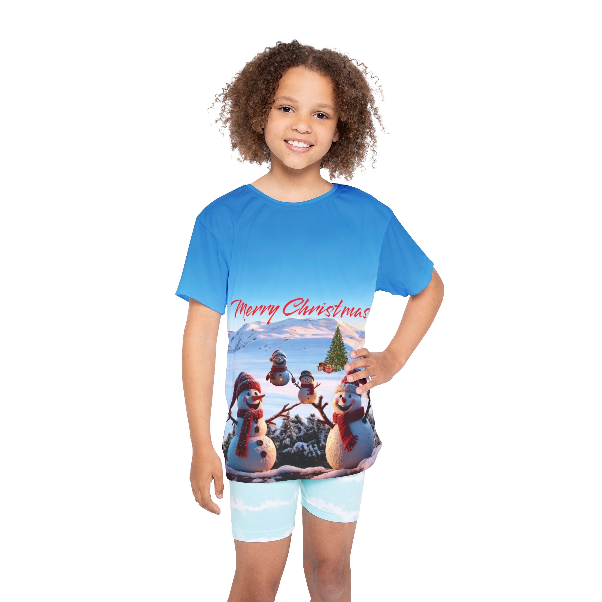 Unisex, Kids and Girls  T-Shirt - Happy New Year Snowmen Christmas Atmosphere - Holiday Gift