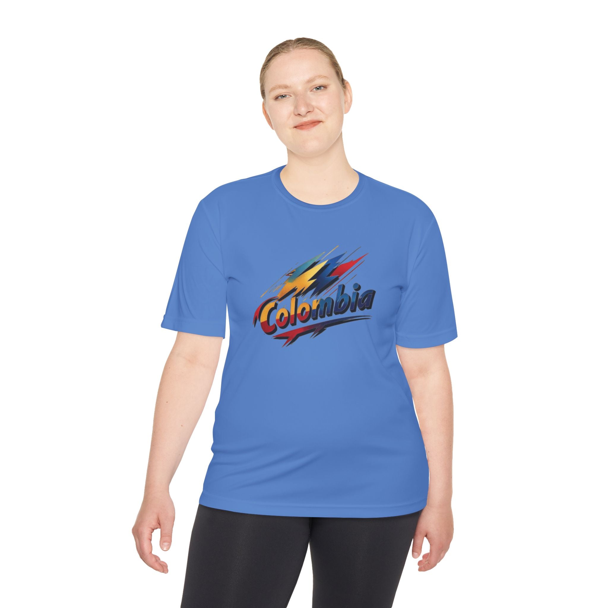 Camiseta unisex colombiana que absorbe la humedad: perfecta para deportes y viajes.