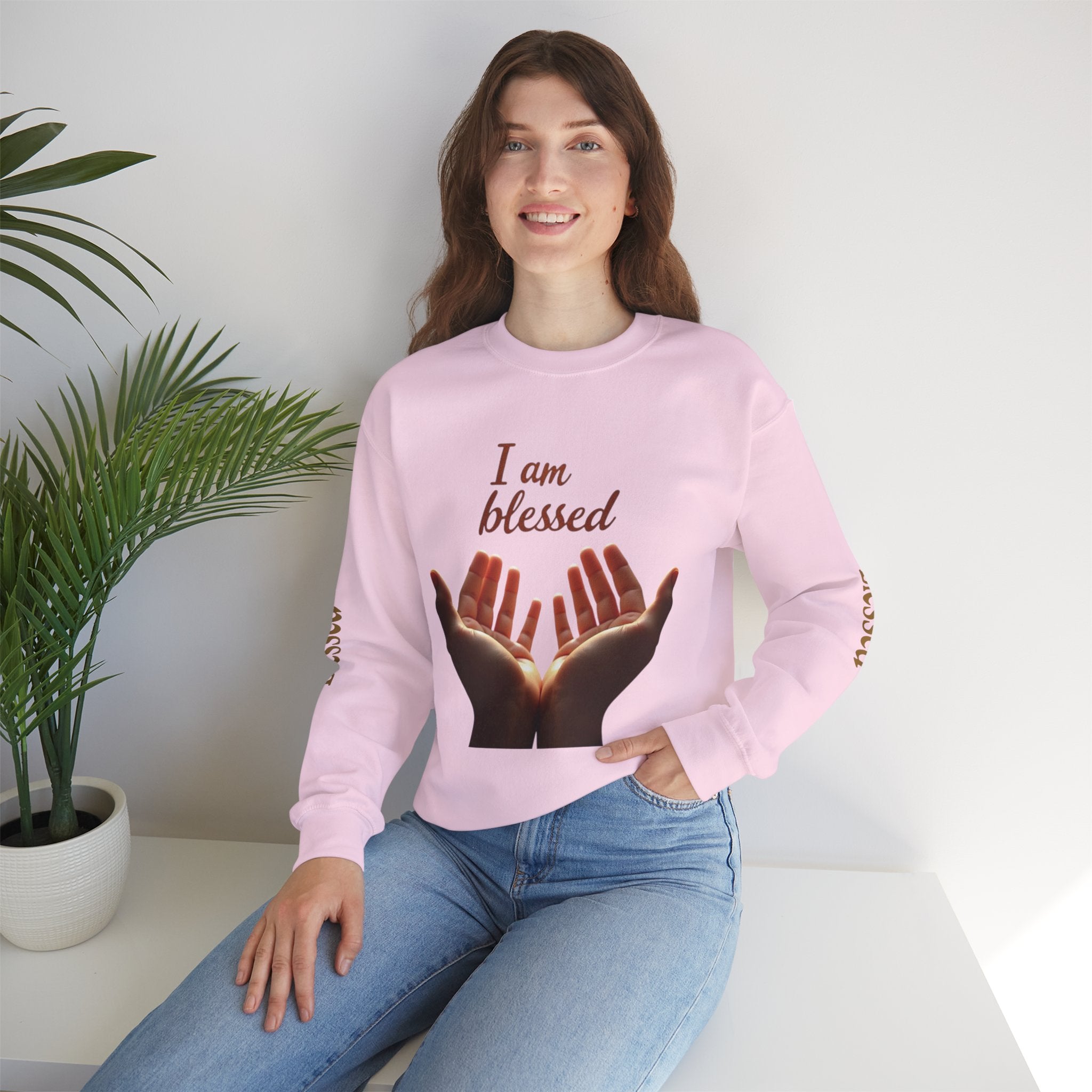Blessed Hands Crewneck Sweatshirt | Inspirational Apparel for Everyday Wear, Gratitude Gifts, Cozy Comfort, Faith-Based Fashion