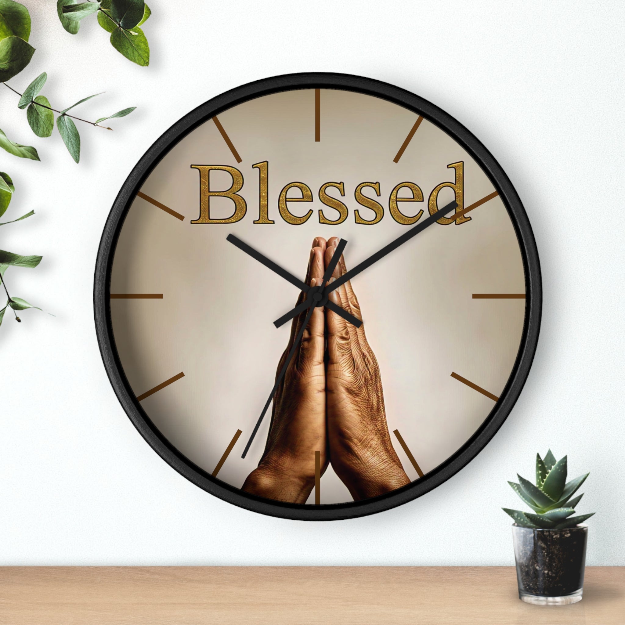 Inspirational Wall Clock - Blessed Home Decor, Spiritual Gift, Positive Vibes, Faith-Based Wall Art, Motivational Office Decor