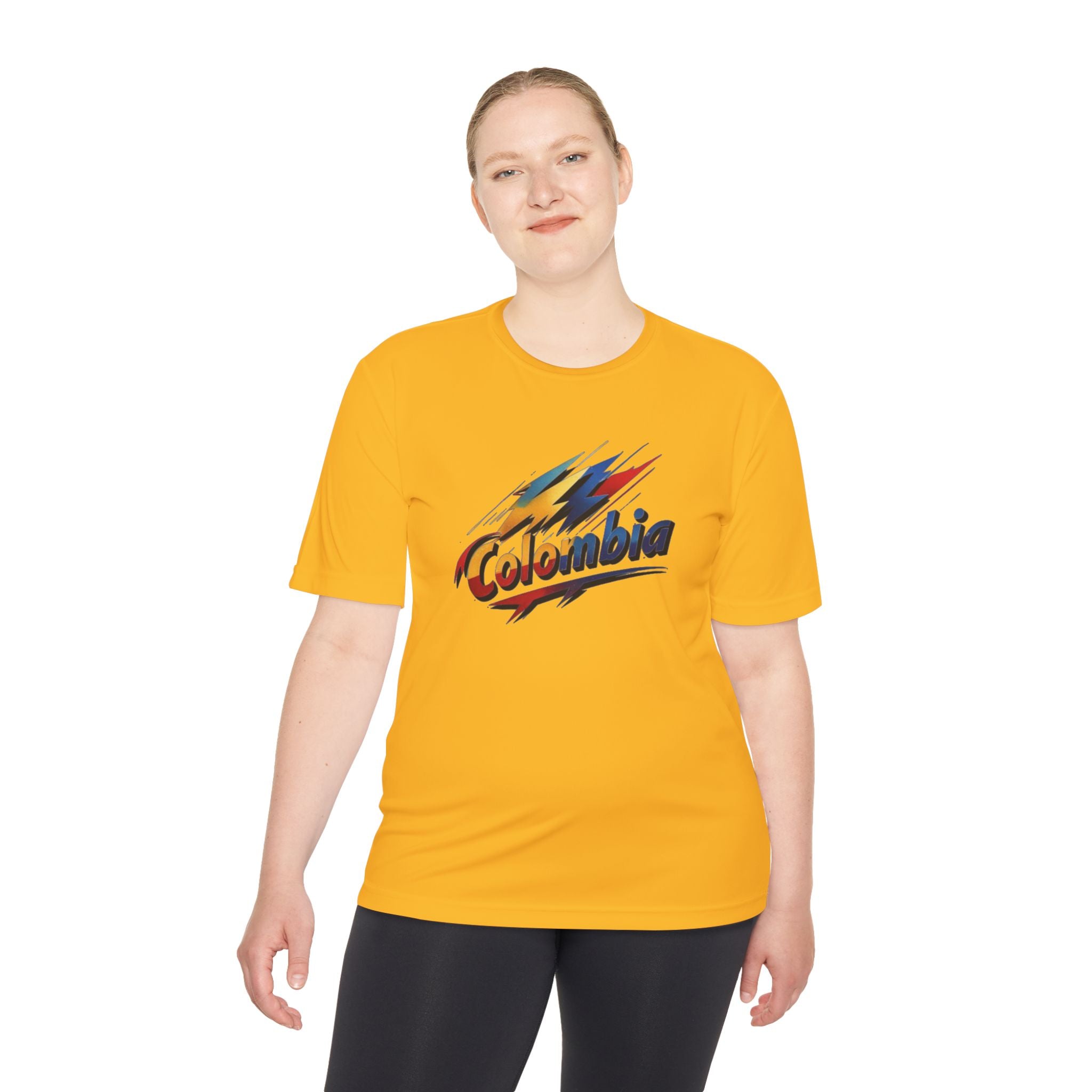 Camiseta unisex colombiana que absorbe la humedad: perfecta para deportes y viajes.