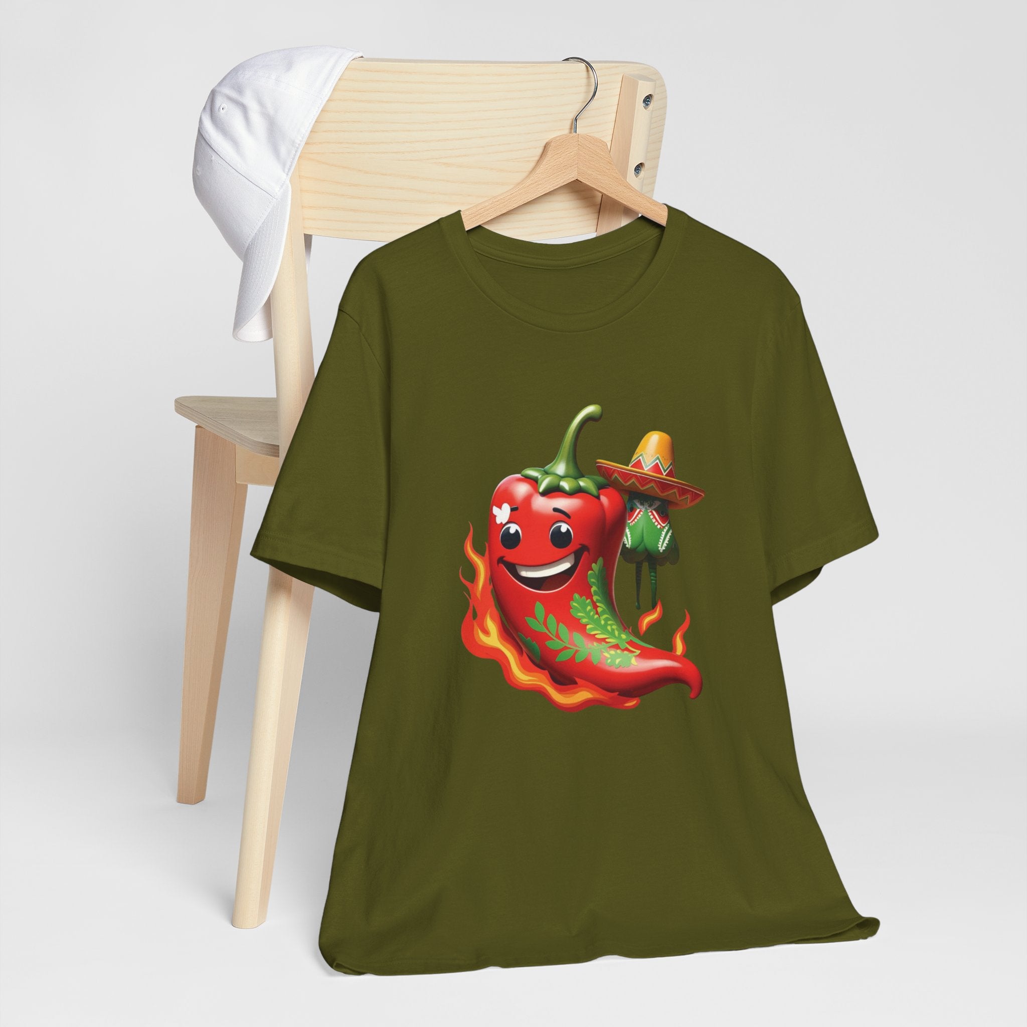 Camiseta gráfica con chile picante ardiente: ¡perfecta para celebraciones de fiestas!