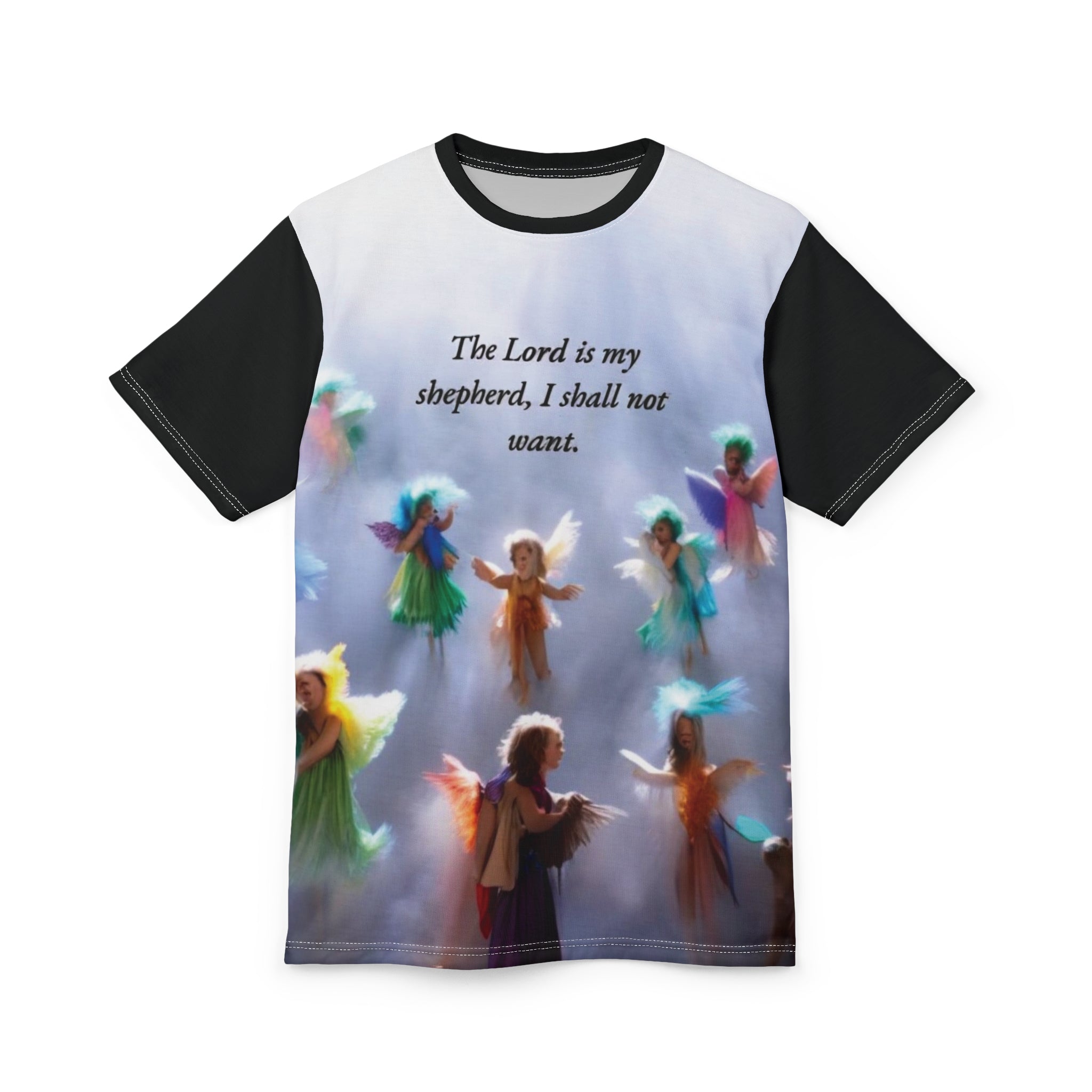 Angelic Faith Unisex Tee | Inspirational Shirt, Christian Apparel, Comfort Tee, Religious Gift, Unique AOP Design