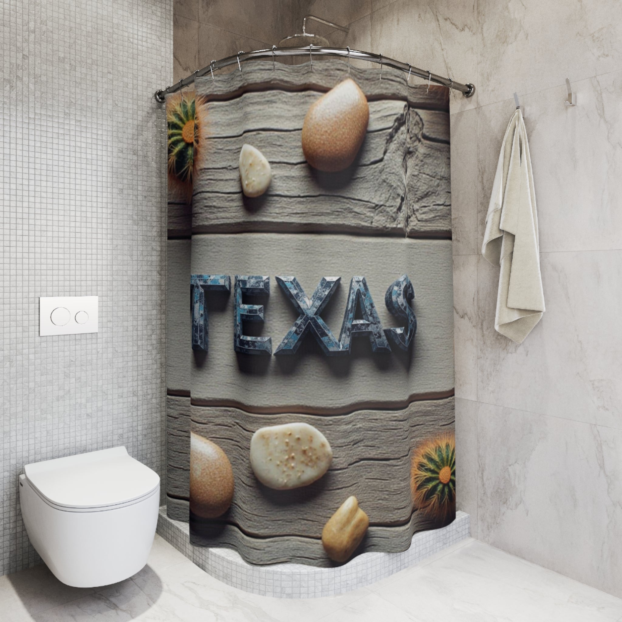 Texas-Themed Shower Curtain | Rustic Decor, Bathroom Accessories, Home Design, Gift for Texans, Southwestern Style