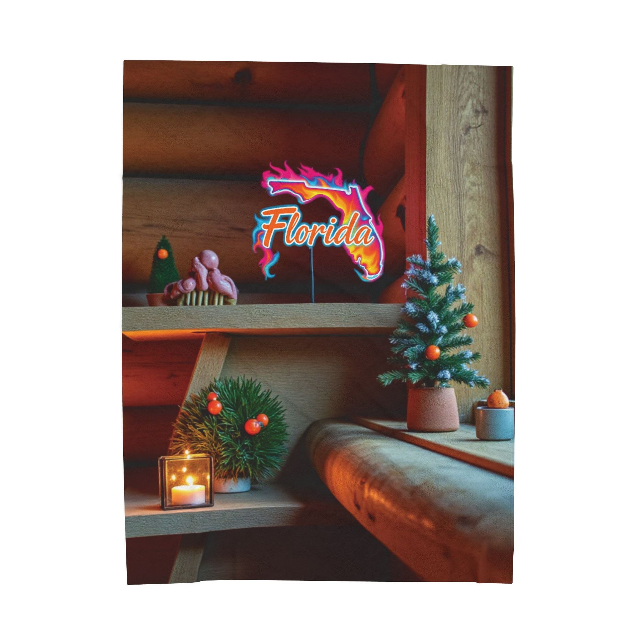 Florida Neon Sign Velveteen Plush Blanket