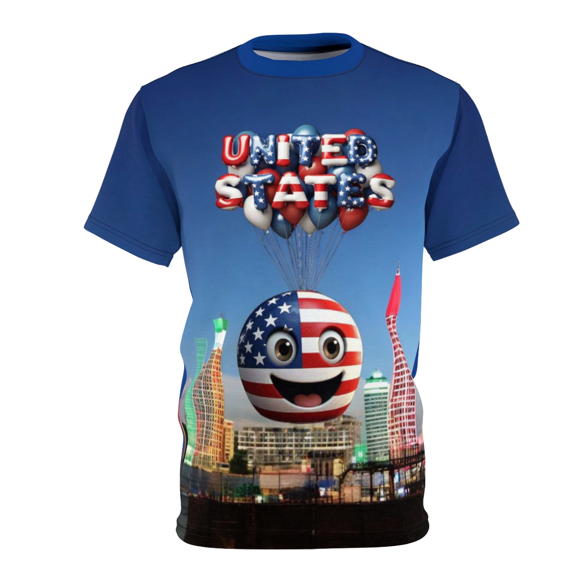 Patriotic Unisex Cut & Sew Tee with USA Balloons Design