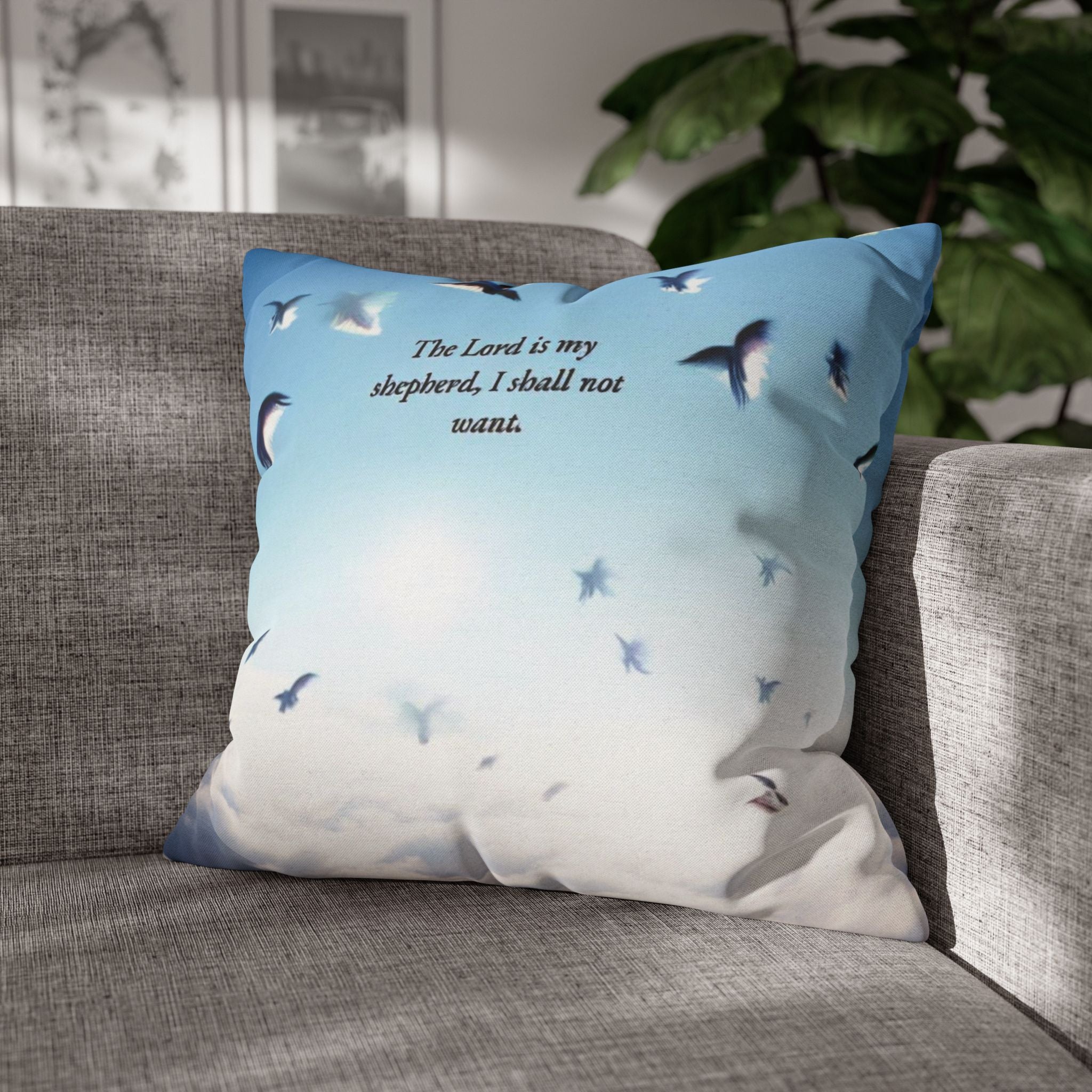 Inspirational Bird Print Pillowcase - Decorative Cushion Cover, Home Decor, Gift for Living Room, Bedroom, Spiritual Quote