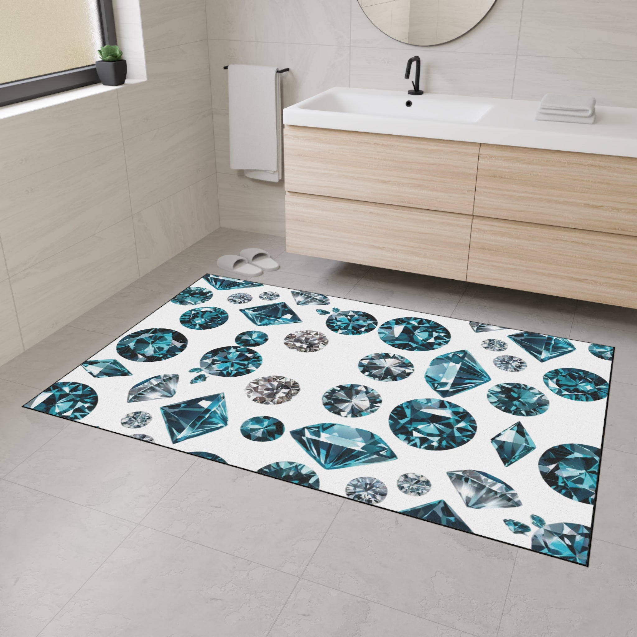 Floor Mat - Beautiful Diamond Design - White Background - Gift Giving Idea