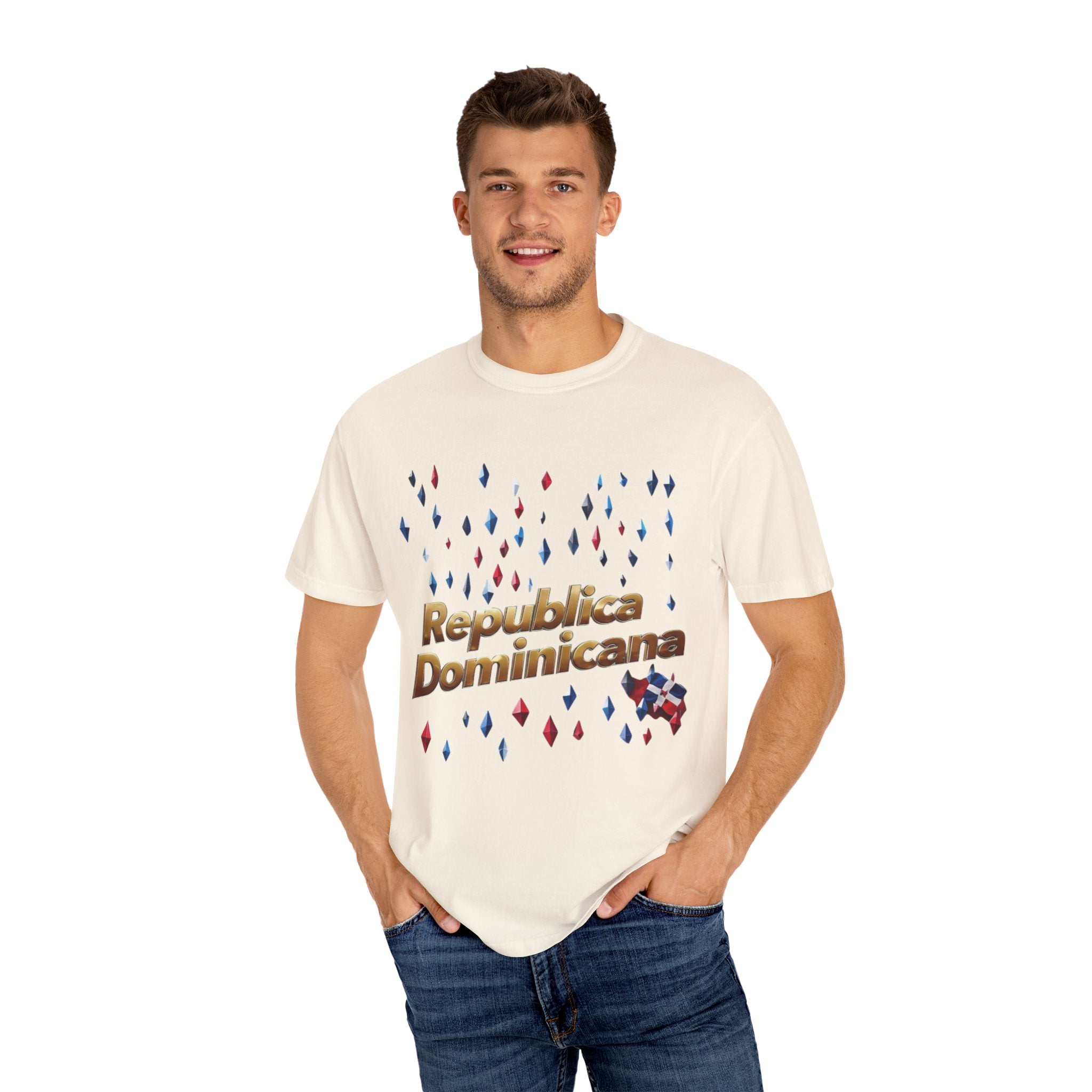 Camiseta unisex teñida en prenda - Camiseta de celebración de República Dominicana