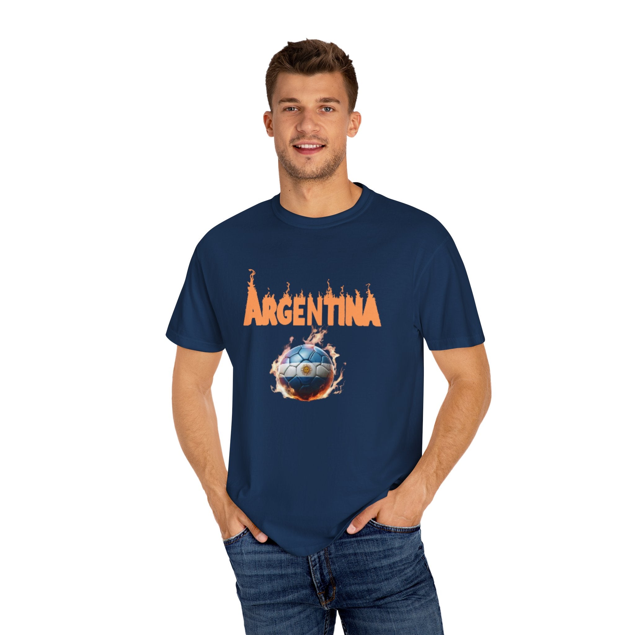 Camiseta Argentina de Fútbol Fuego - Estilo Vintage Unisex