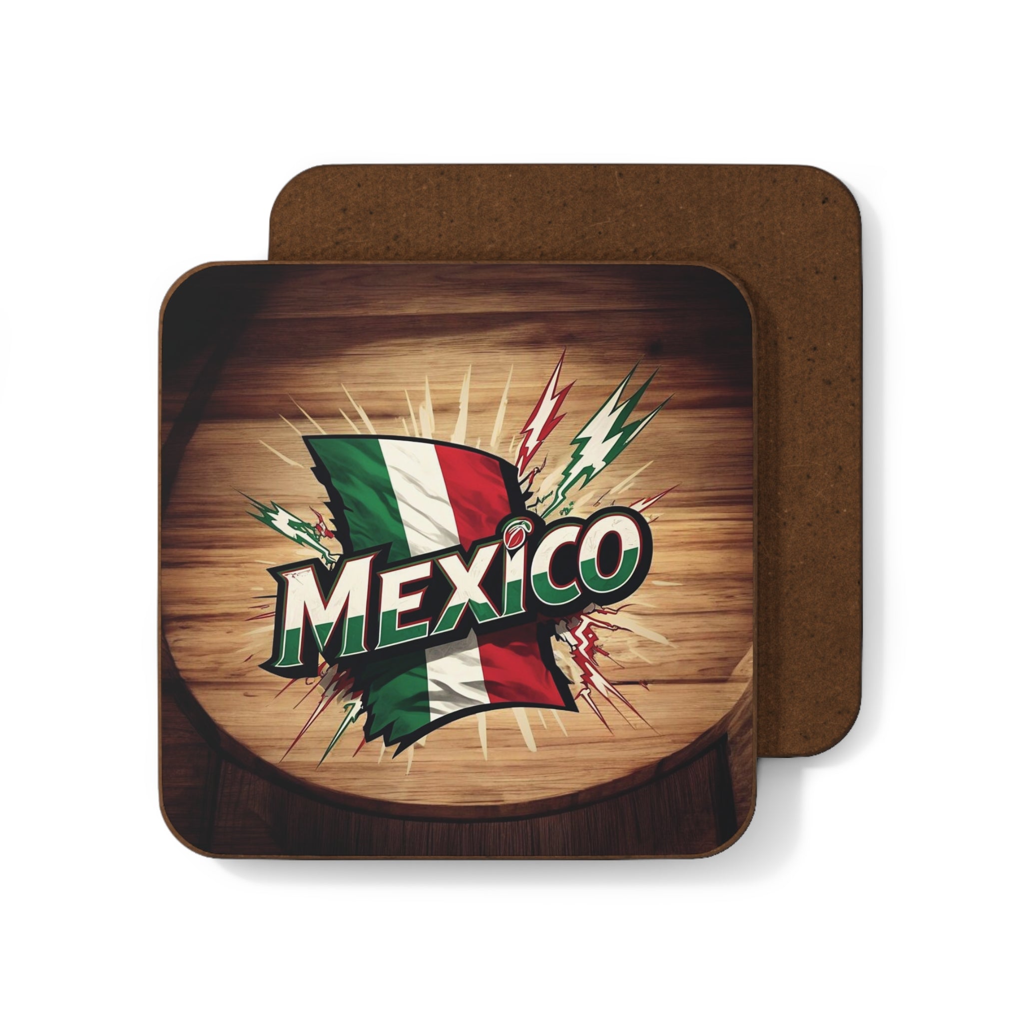 Posavasos de madera dura con la bandera mexicana: celebra la cultura en casa