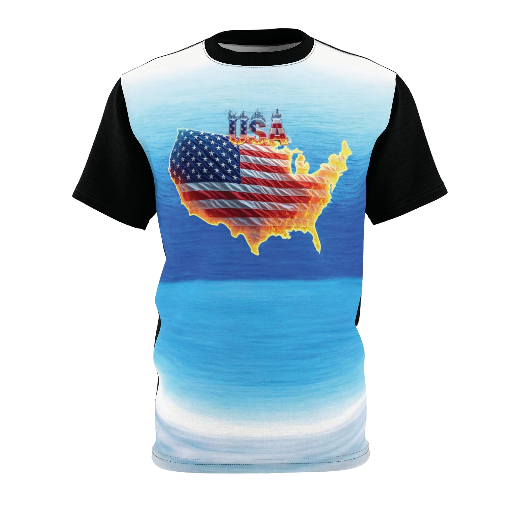 USA Flag Unisex Cut & Sew Tee - Perfect for Independence Day & Summer Celebrations