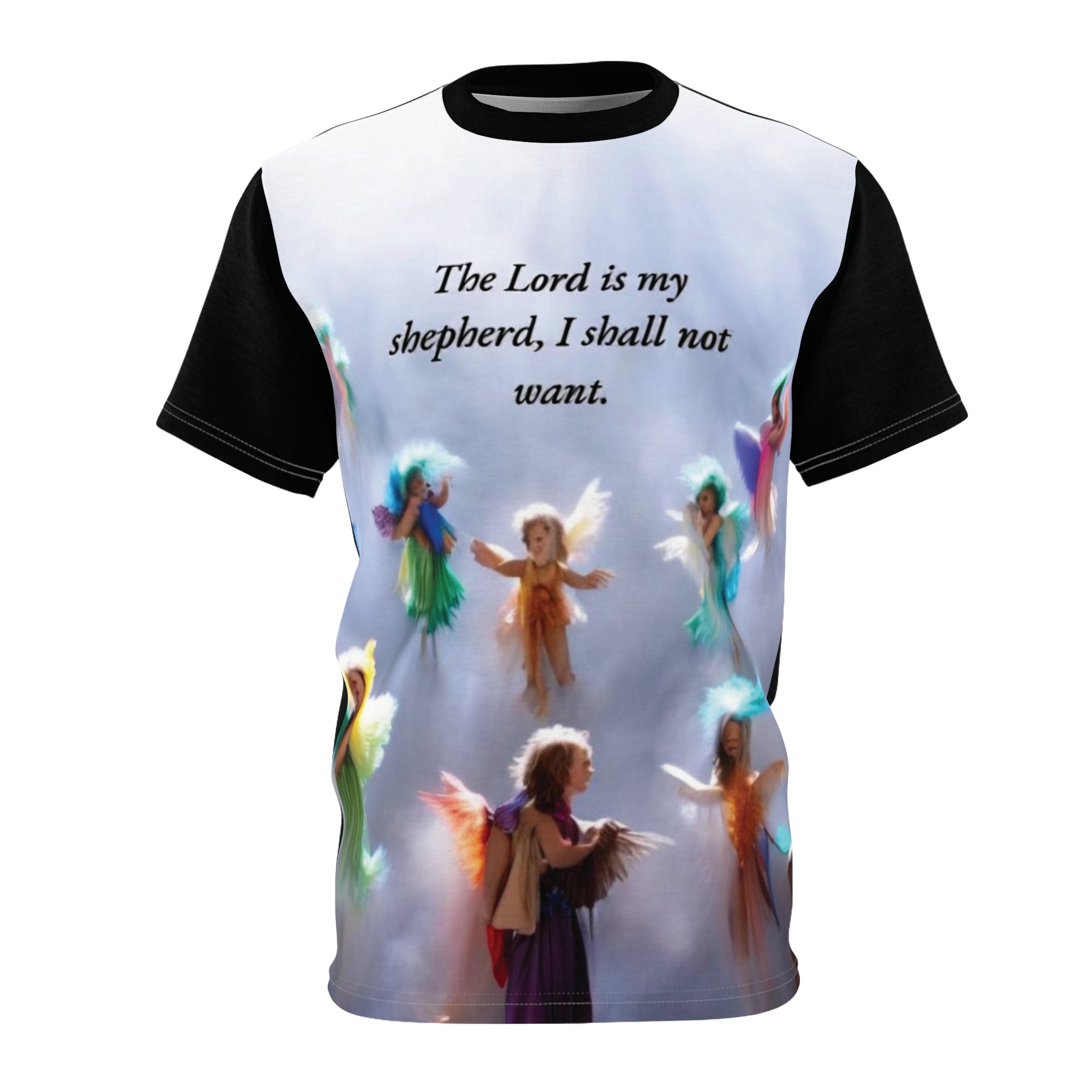 Angelic Faith Unisex Tee | Inspirational Shirt, Christian Apparel, Comfort Tee, Religious Gift, Unique AOP Design