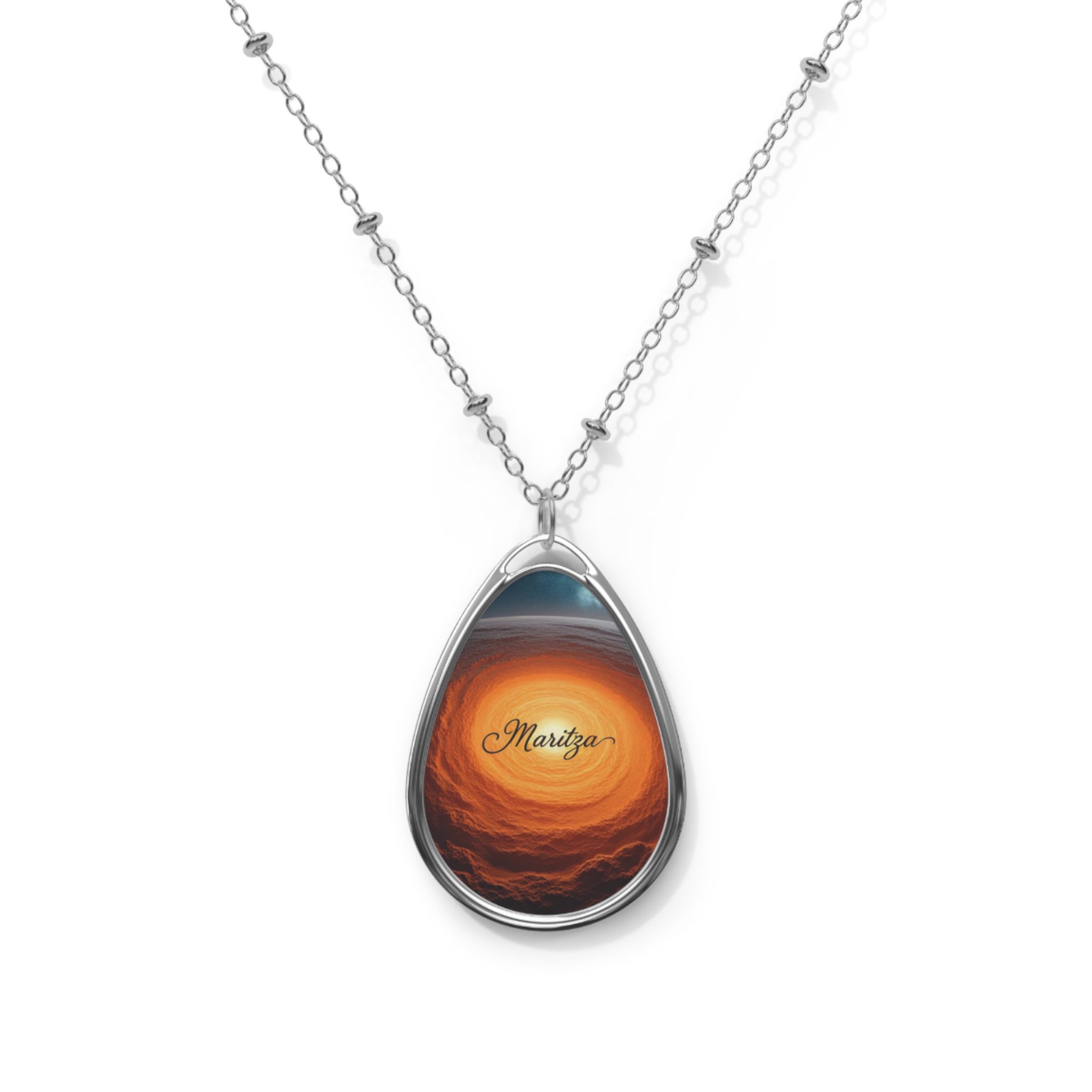 Personalized oval necklace, with the name 'Maritza ' Boho Jewelry, Gift for Her, Layering Necklace, Statement Accessory, Minimalist Pendant