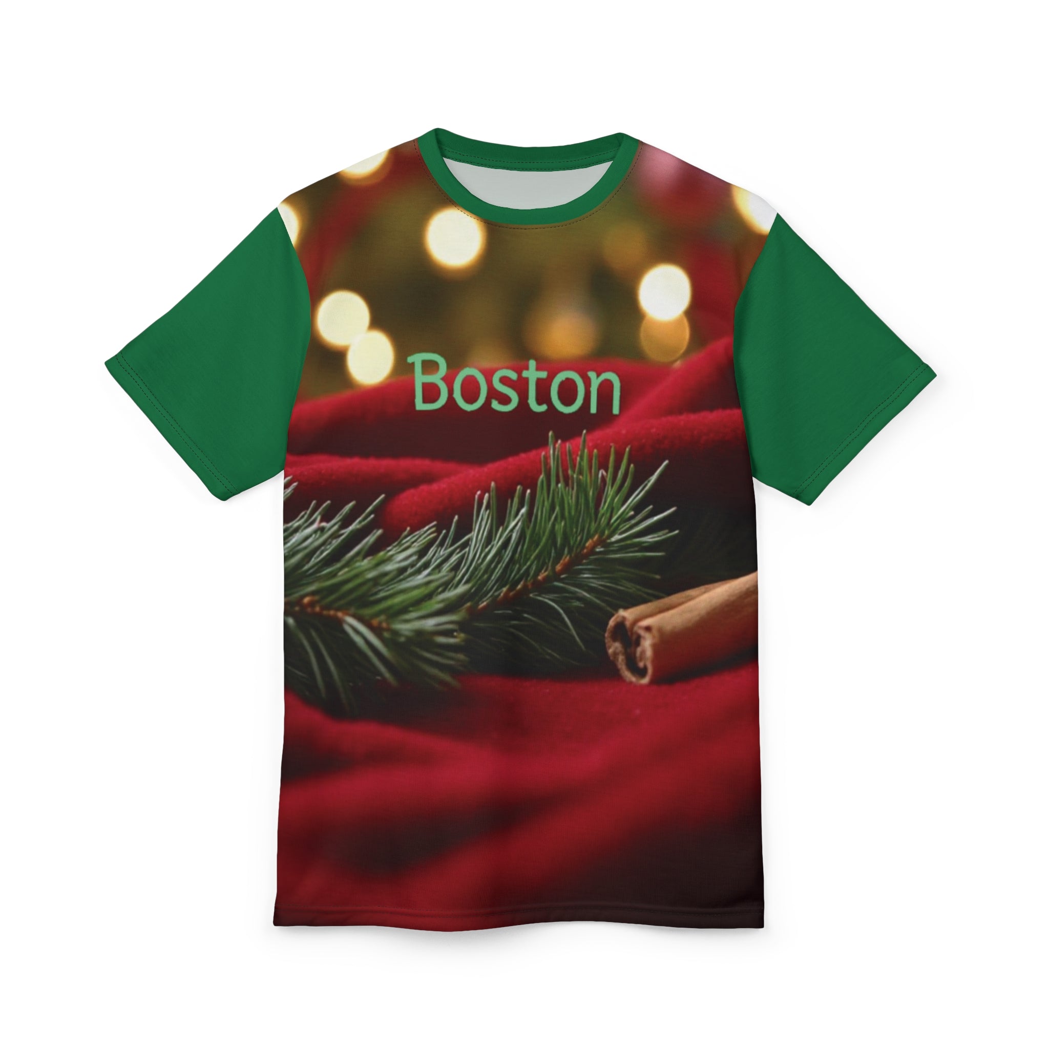 Festive Unisex Tee, Holiday Apparel, Custom Christmas Shirt, Unique Gift for Boston Fans, Cheerful Seasonal Wear