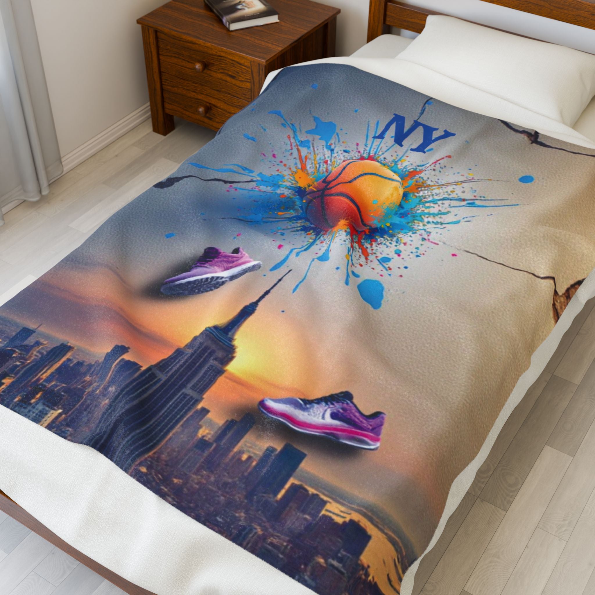 Urban Basketball Velveteen Plush Blanket