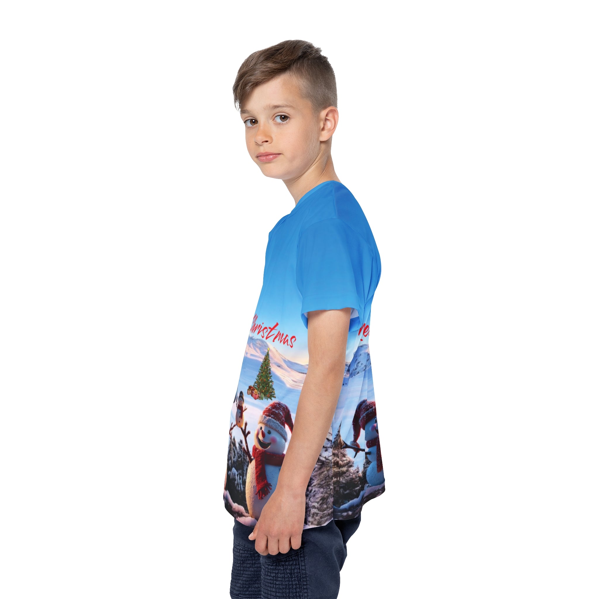 Unisex, Kids and Girls  T-Shirt - Happy New Year Snowmen Christmas Atmosphere - Holiday Gift