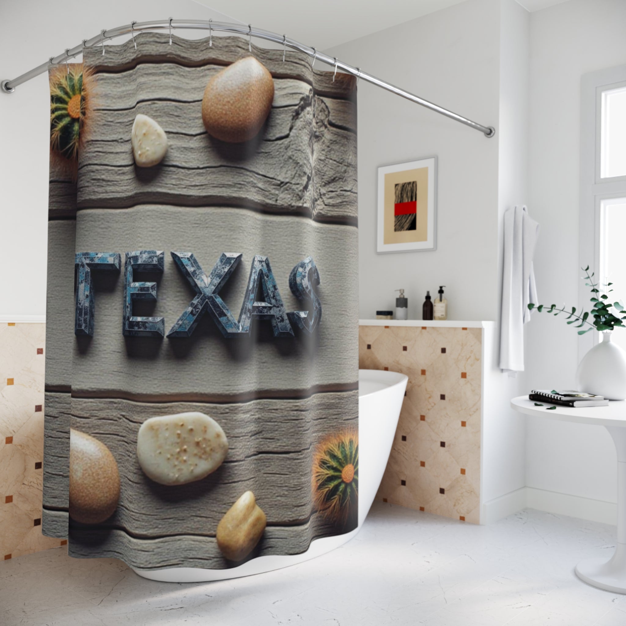 Texas-Themed Shower Curtain | Rustic Decor, Bathroom Accessories, Home Design, Gift for Texans, Southwestern Style