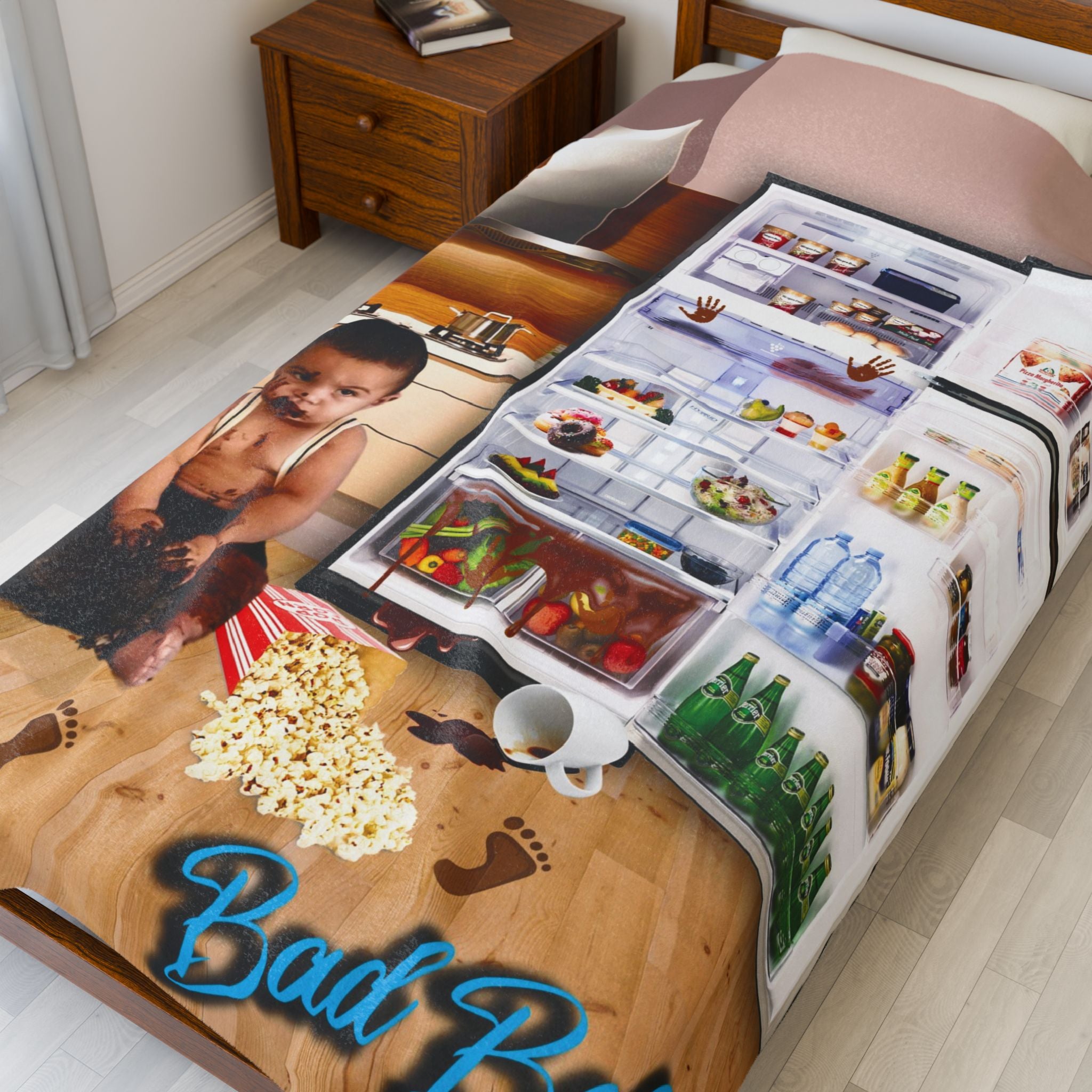 Velvet Plush Blanket - Funny Baby Mischief Design. Bad baby brand